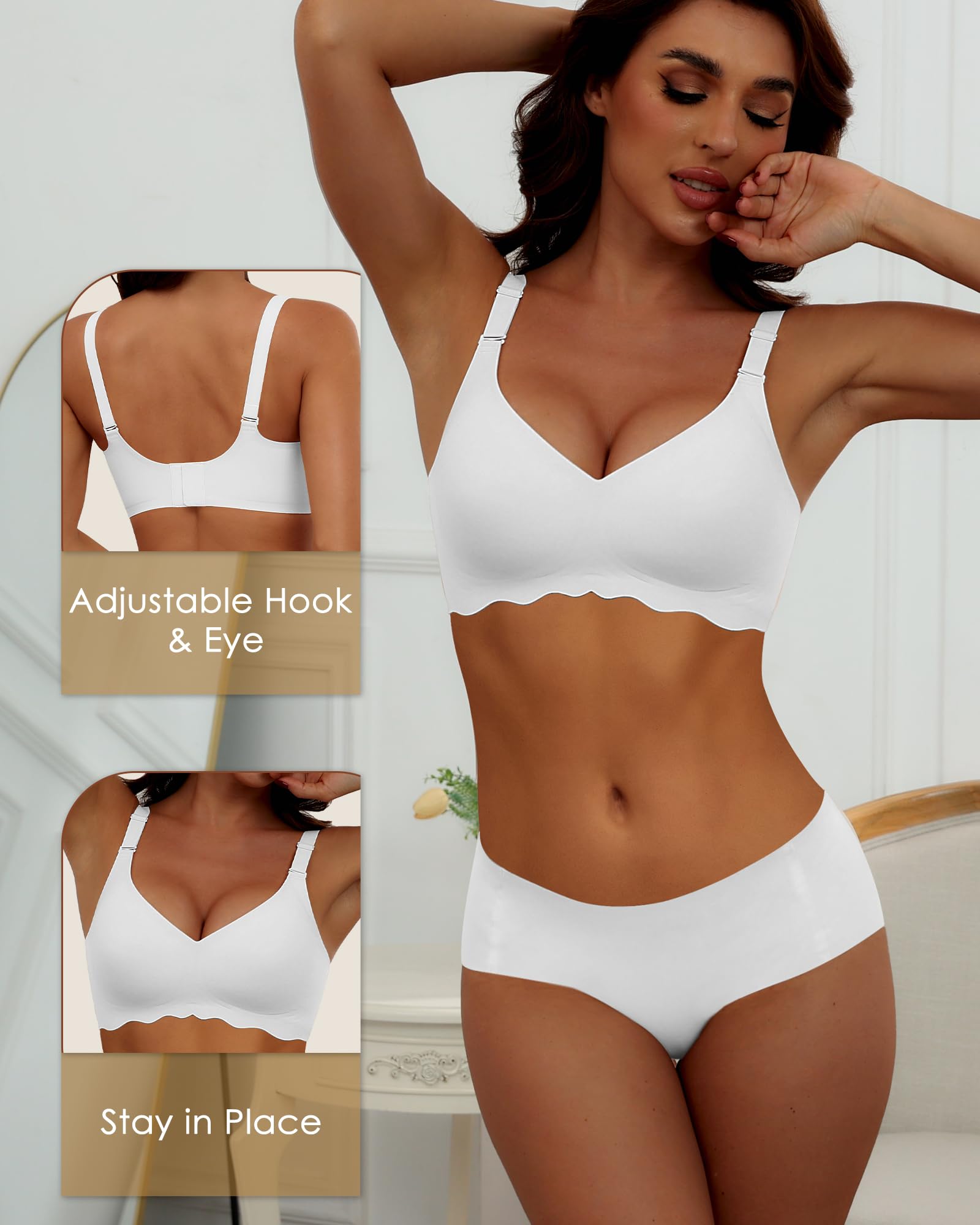 HORISUN Wireless T-Shirt Bra for Women - Seamless, No Show, Full Coverage Comfort - Perfect for Everyday Wear, Workouts & Layering Under Clothes