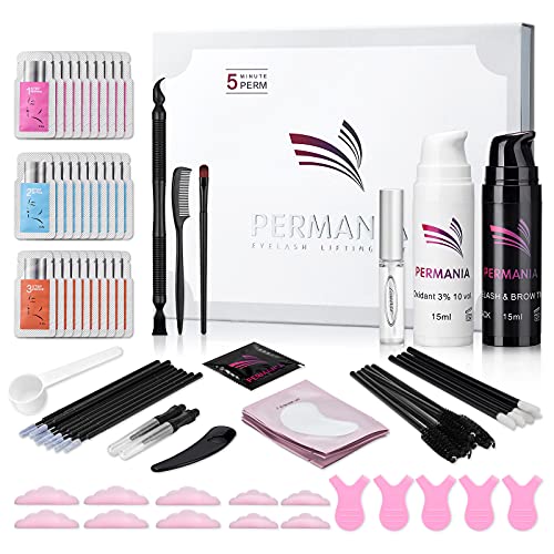 PERMANIA Lash Lift Kit with Black Dye - Professional Eyelash & Brow Lamination Treatment for 15 Minute Application & 8 Week Results - Includes 25 Piece Tool Set for Salon-Quality Lashes at Home | Perfect for Weddings, Date Nights & Special Occasions