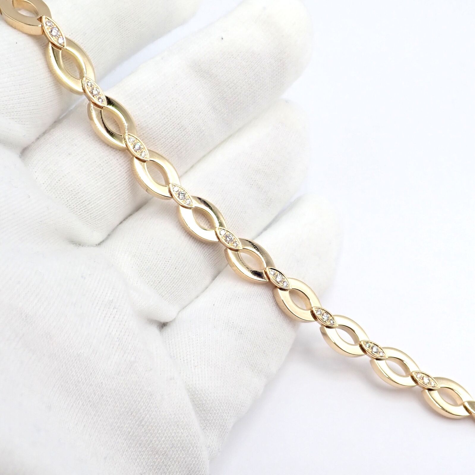 Authentic Cartier 18K Yellow Gold Diamond Diadea Link Bracelet & Earrings Set for Women - Luxury Jewelry Gift for Anniversary, Wedding & Special Occasions