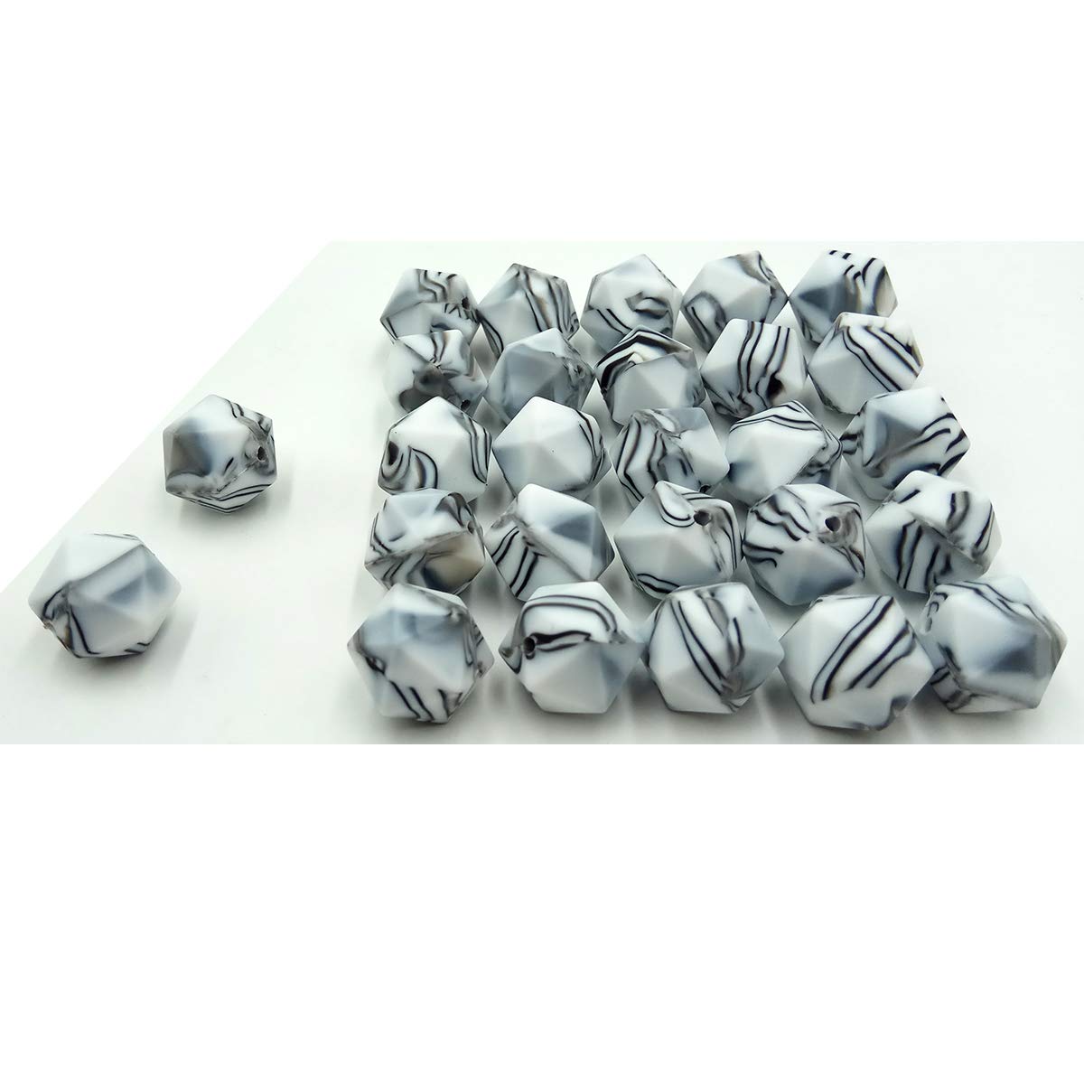 30pcs 17mm Silicone Polygon Beads for DIY Jewelry & Keychains - Craft & Gift Making