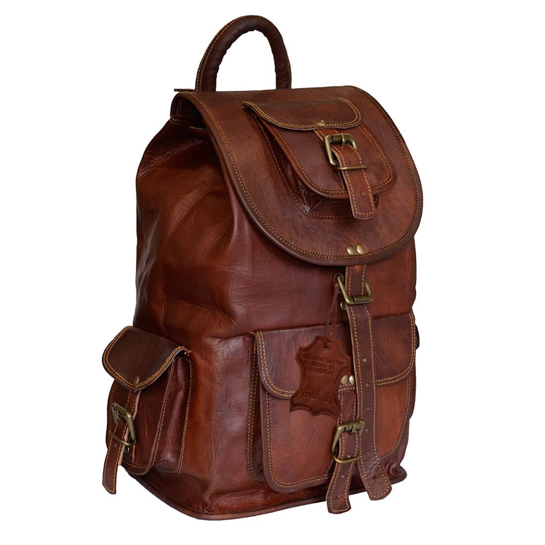 **Madosh Genuine Leather Backpack for Hiking, Camping & Travel - 16