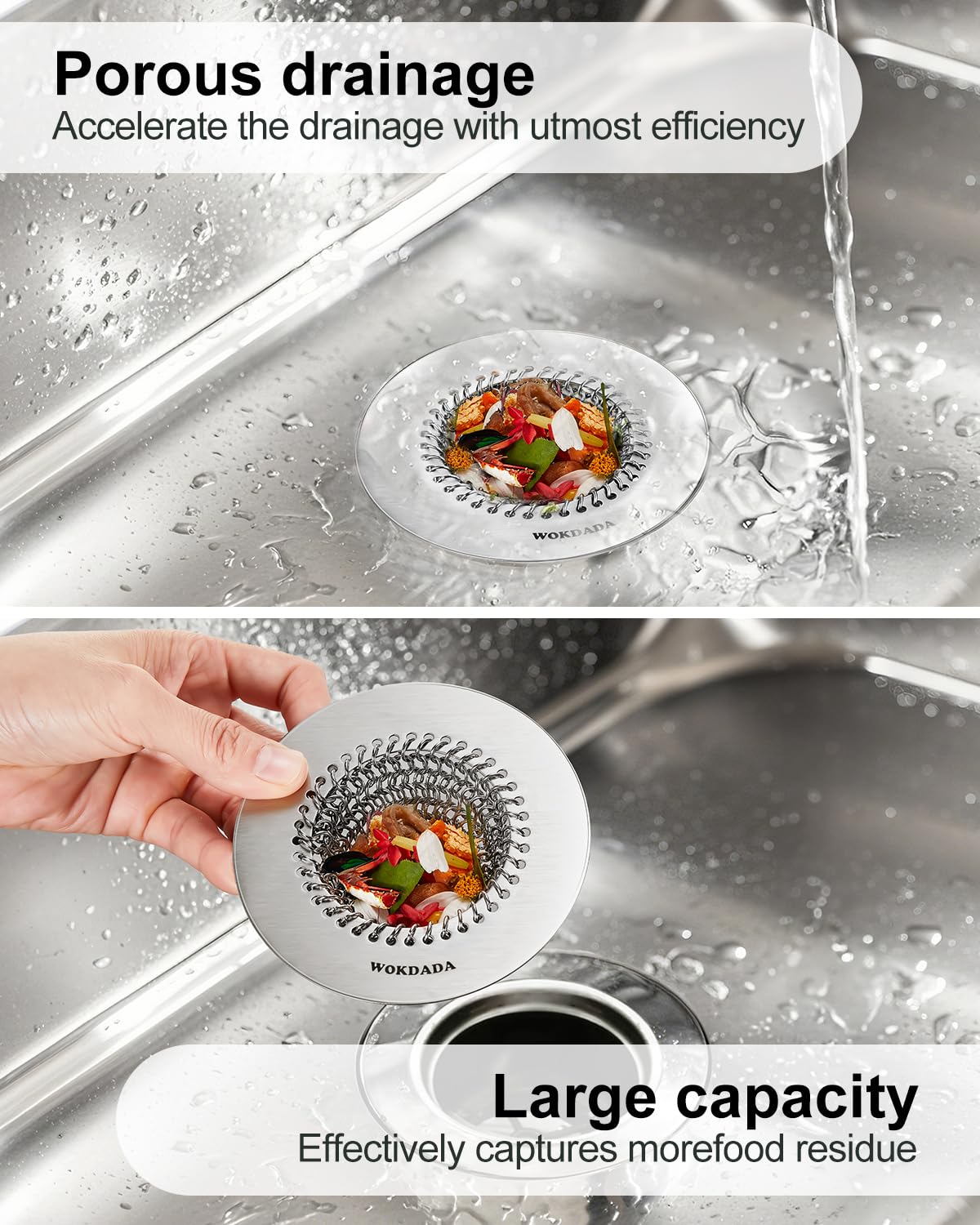 304 Stainless Steel Kitchen Sink Drain Strainer - Flippable Mesh Sink Screen with Large Basket Design for Easy Cleaning | Anti-Clog Garbage Disposal Cover | Fits Standard Sink Drains | Perfect for Food Prep, Dish Washing & Preventing Drain Clogs