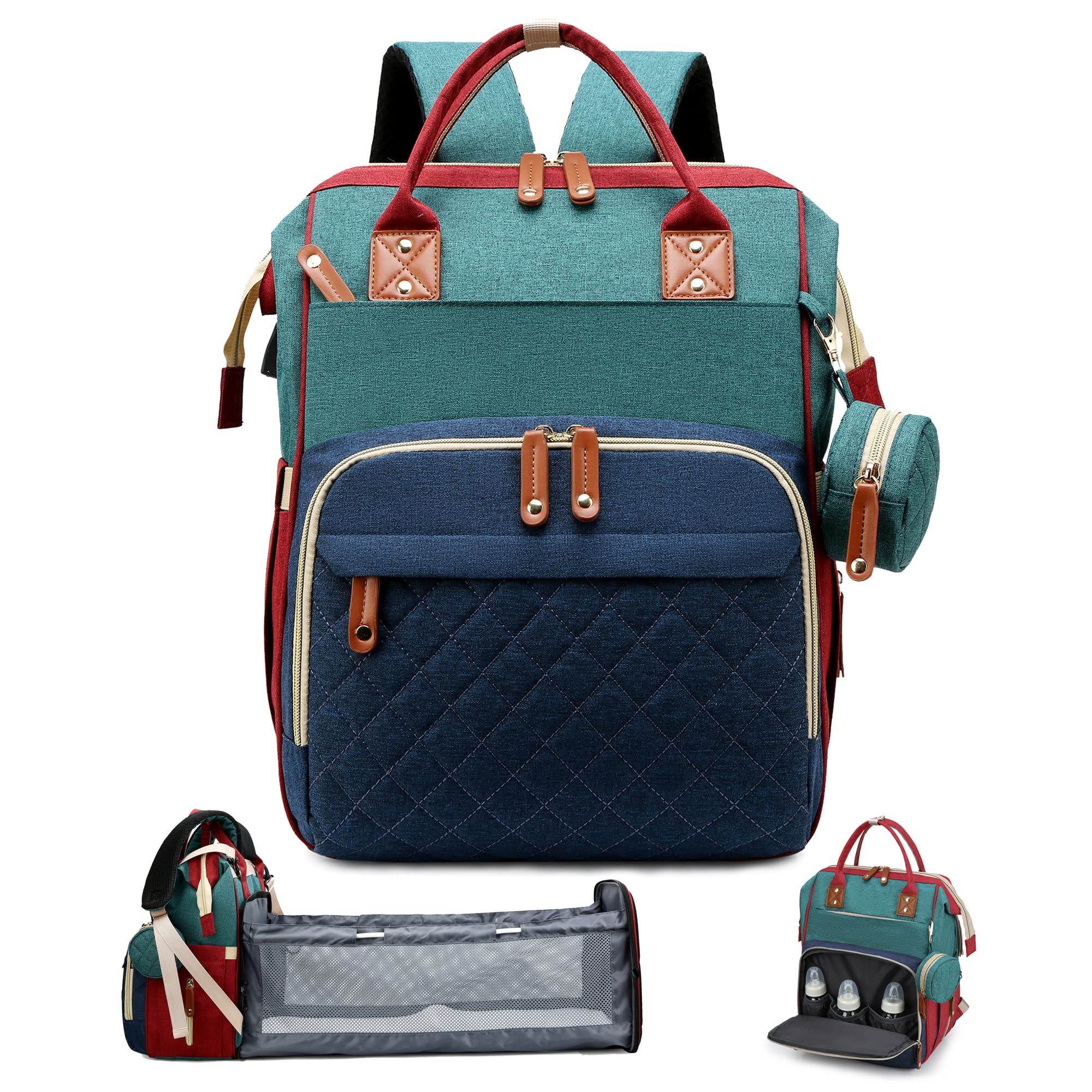 SALIFA 3-in-1 Diaper Backpack with Changing Station & Foldable Pad - Waterproof Baby Bag for Travel, Hospital & Daily Use - Perfect for Newborns & Toddlers