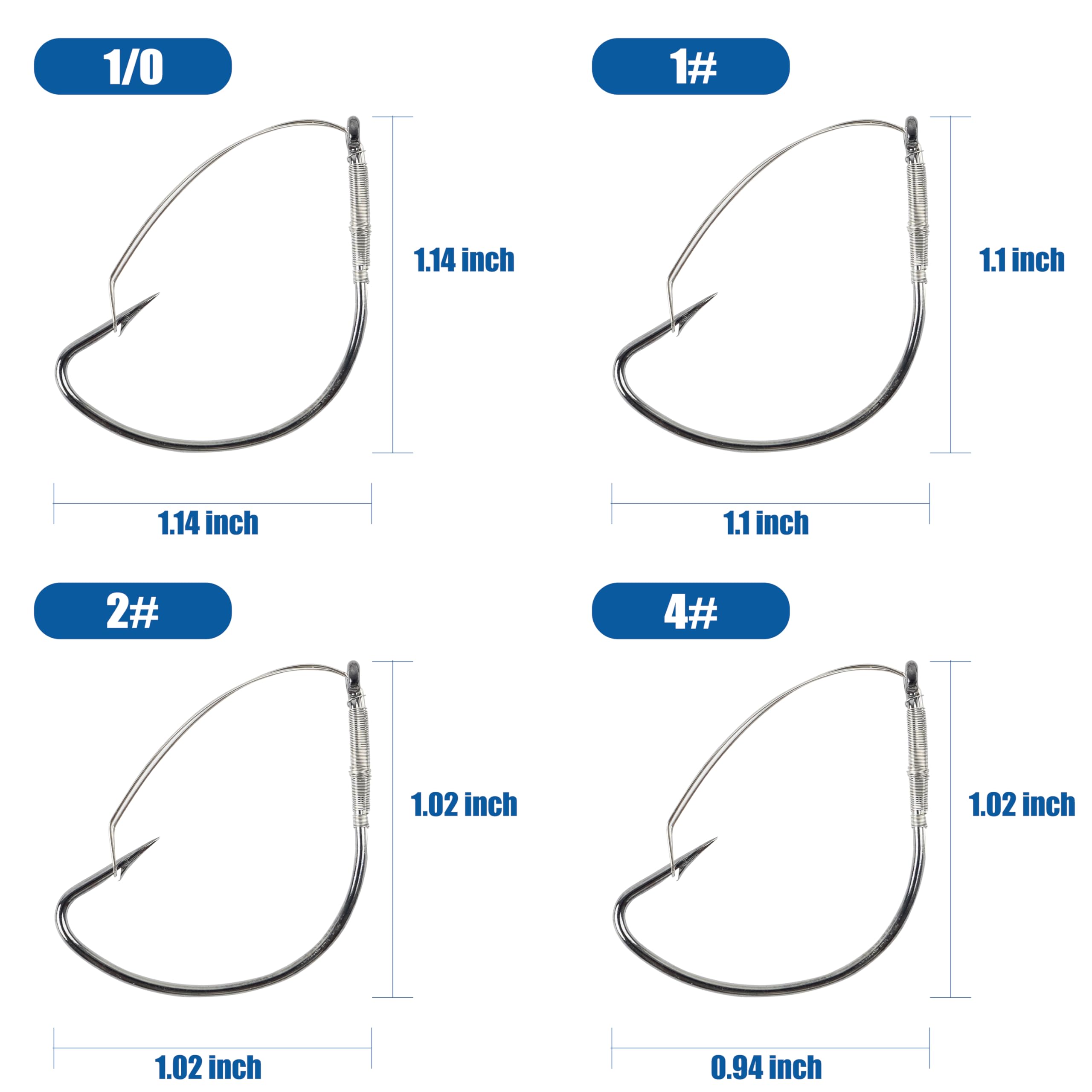 Wacky Rig Hooks Weedless Fishing Hooks - 25/50pcs Stainless Steel Wide Gap Bass Hooks with Weed Guard for Soft Stick Worm Baits | Perfect for Bass Fishing in Weedy Lakes and Rivers