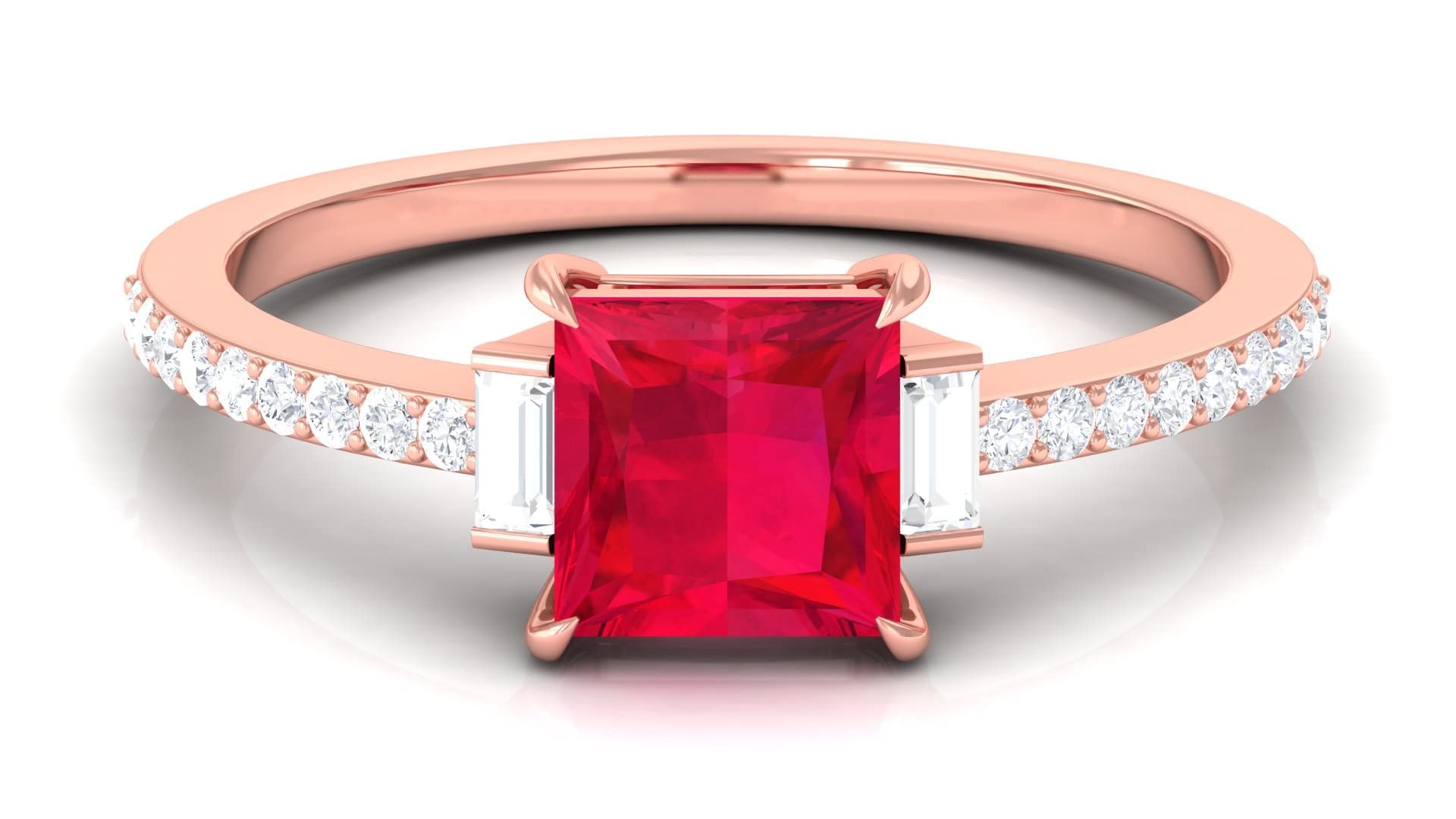1.75 CT Lab-Created Ruby & Moissanite Engagement Ring in 14K Solid Gold – Elegant Solitaire Ring for Women, Perfect for Proposals, Anniversaries and Special Occasions