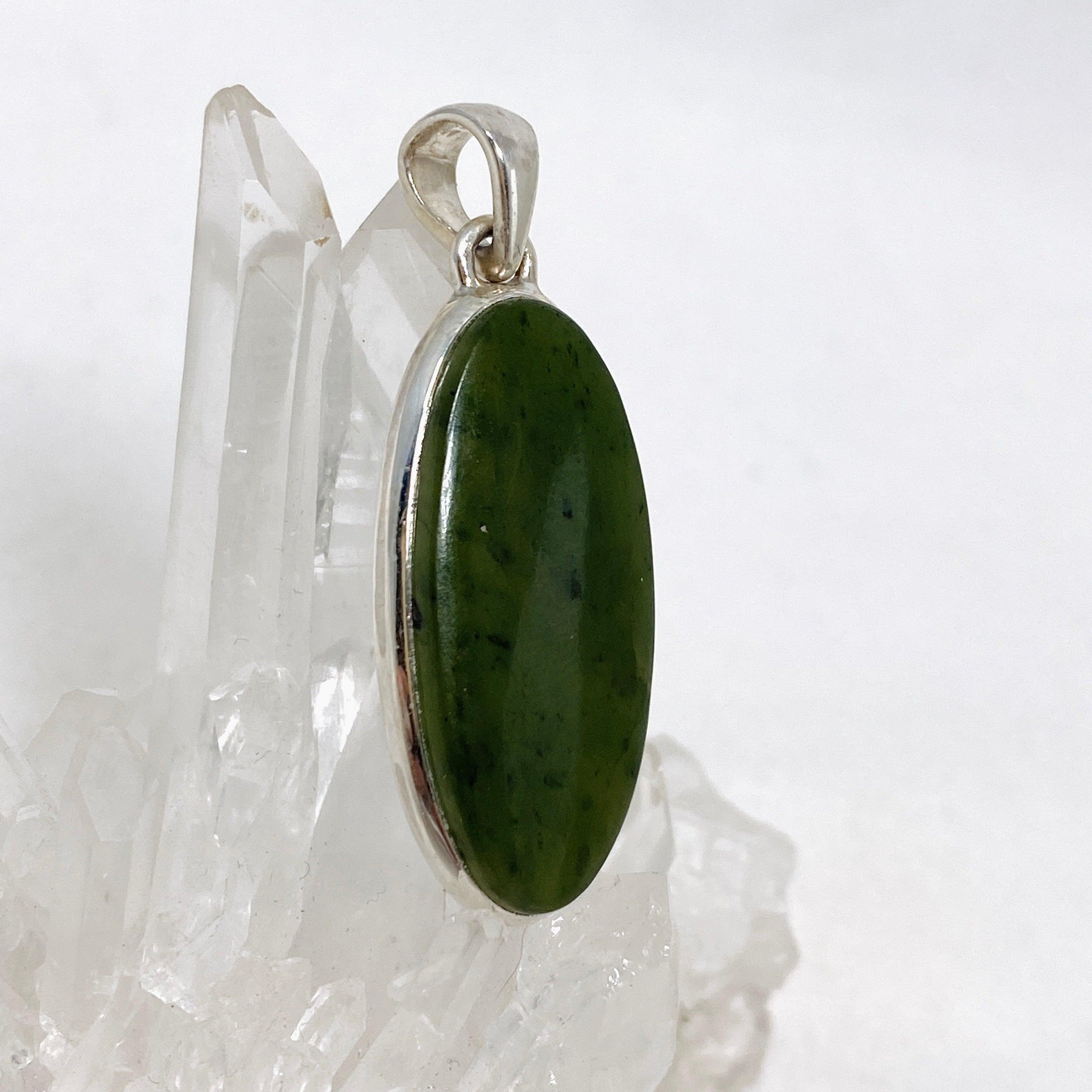 Natural Siberian Jade Nephrite Oval Pendant - Handcrafted Green Stone Jewelry for Women - Perfect for Gifts, Meditation & Spiritual Healing