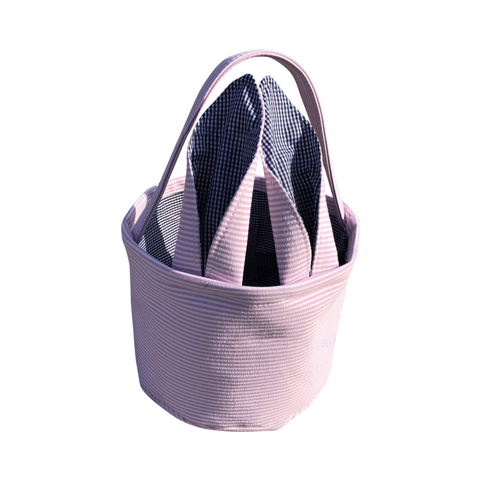 QQtangYA Easter Bunny Cloth Storage Basket - Pink Candy Bucket for Kids Party, Home Organization & Closet Storage | Perfect for Easter Egg Hunts, Toy Storage & Bedroom Decor (One Size)