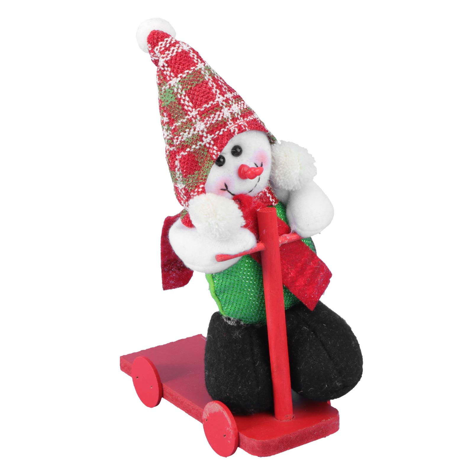 Bestoyard Christmas Snowman Doll Plush Toy on Scooter - Soft Stuffed Animal Holiday Decor for Kids, Toddlers - Perfect for Xmas Tree, Tabletop, Fireplace & Gift Giving