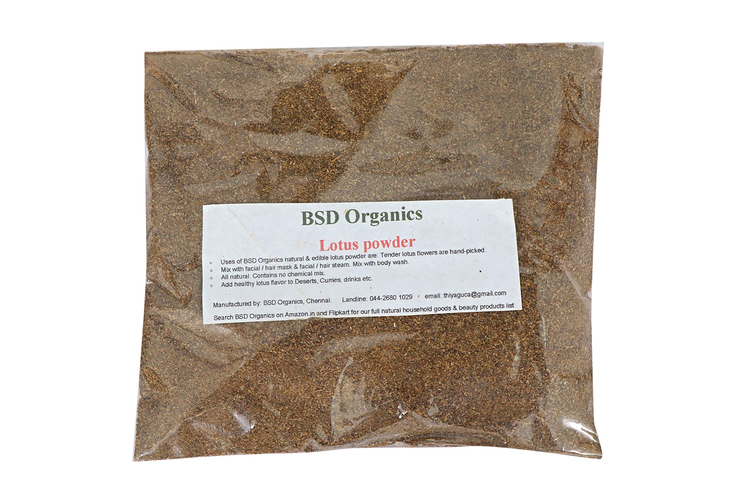 BSD Organics Lotus Flower Powder for Face, Skin & Hair Care - 50g | Natural Beauty Treatment for Glowing Skin, Healthy Hair & Facial Masks | DIY Skincare & Ayurvedic Remedies