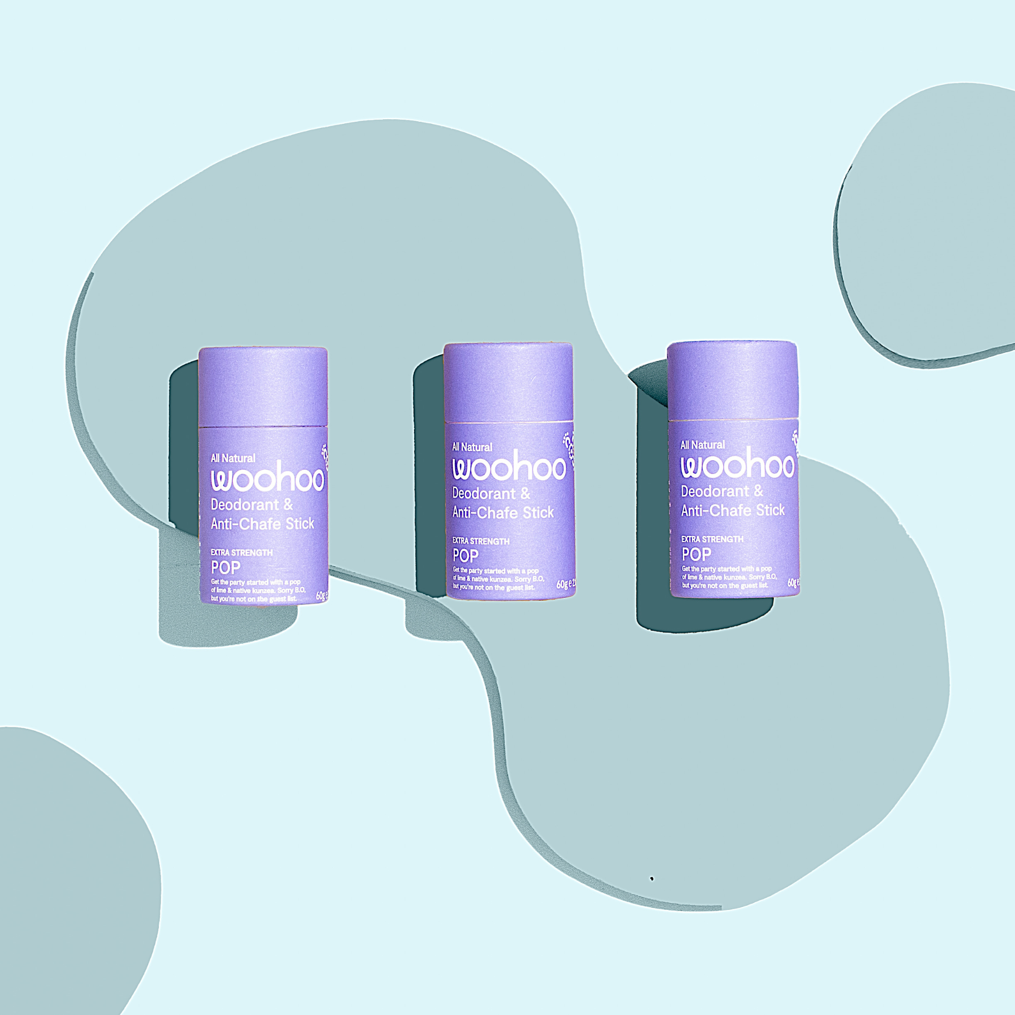 Woohoo Natural Deodorant & Anti Chafe Stick for Women & Men - 60g Organic, Aluminum-Free, Vegan - Perfect for Gym, Hiking & Daily Freshness