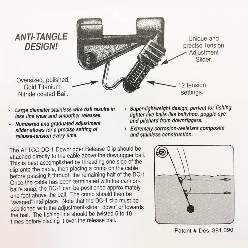 AFTCO Goldfinger Downrigger Release Clip - Heavy Duty Fishing Clip for Trolling & Deep Sea Fishing - Perfect for Salmon, Tuna & Marlin