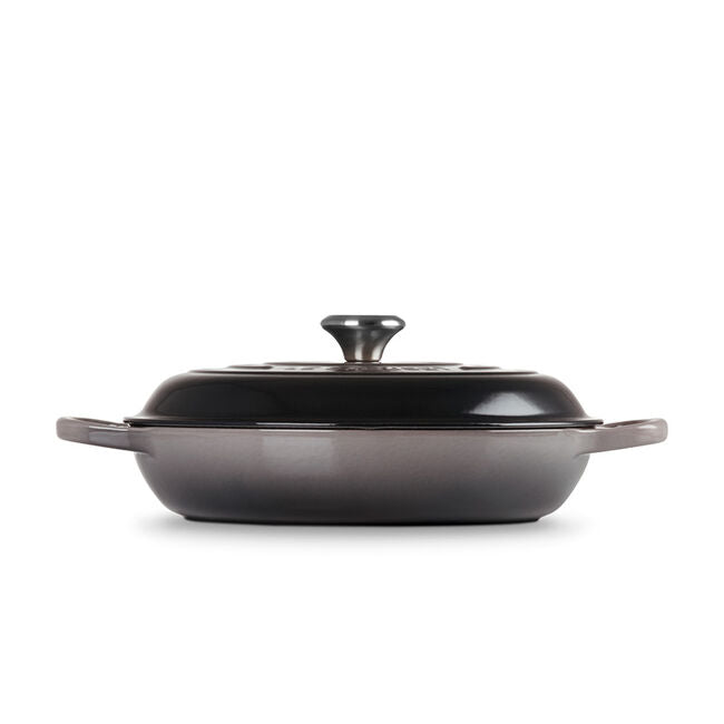 Le Creuset 3.5 Quart Enameled Cast Iron Braiser - Oyster Color | Perfect for Slow Cooking, Roasting & Searing | Stovetop to Oven Safe | Ideal for Family Meals & Entertaining