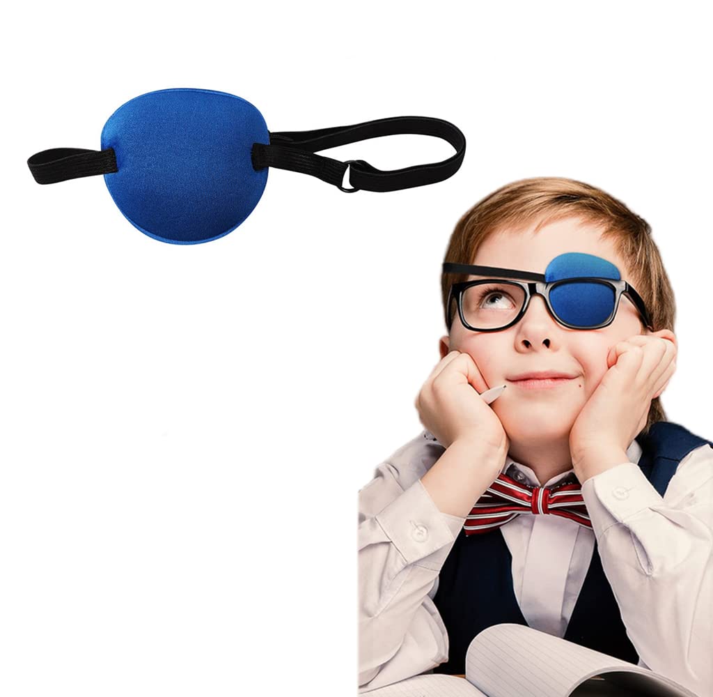 **Aston Andia Soft Eye Patch for Kids & Adults - Adjustable Lazy Eye Cover, Pirate Costume Accessory for Halloween & Christmas - Blue (Perfect for Amblyopia Therapy & Pirate Theme Parties)**