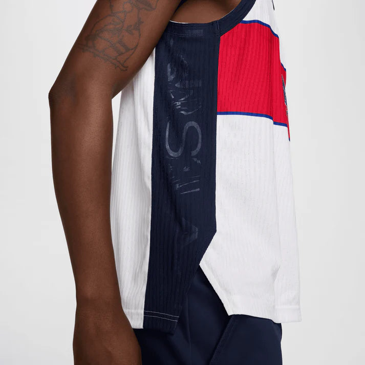 Nike SB 2024 Olympics Team USA Sleeveless Skate Jersey - White - Official USA Skateboarding Jersey for Men - Perfect for Skateboarding, Streetwear & Olympic Fan Fashion