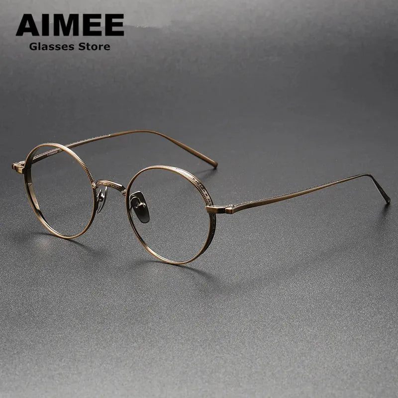 Aimee Unisex Full Rim Round Titanium Eyeglasses Frame 133087 - Lightweight Durable Glasses for Work, Reading & Everyday Wear