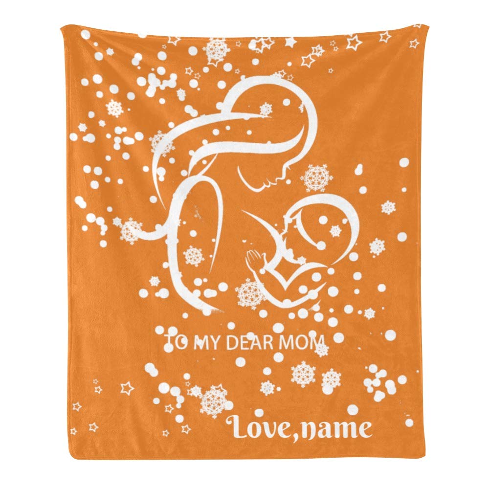 Personalized Snow Orange Fleece Throw Blanket with Custom Name - Super Soft 50x60 Inch Blanket for Couch, Sofa & Bed - Perfect for Gifts, Home Decor & Cozy Winter Nights