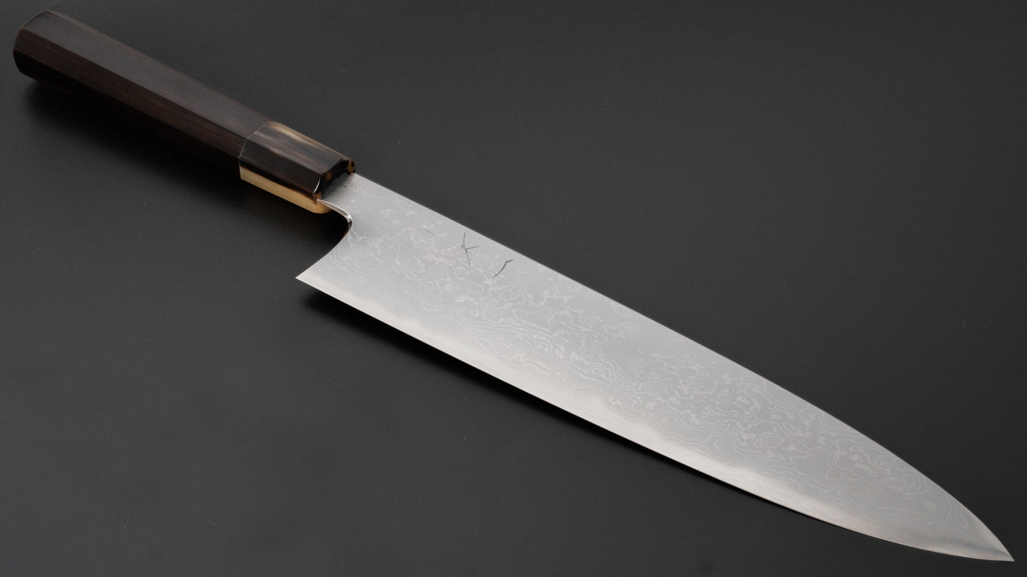 Hitohira Togashi White #1 Damascus Gyuto 240mm Japanese Chef Knife with Ebony Handle - Premium Kitchen Knife for Professional Chefs & Home Cooking