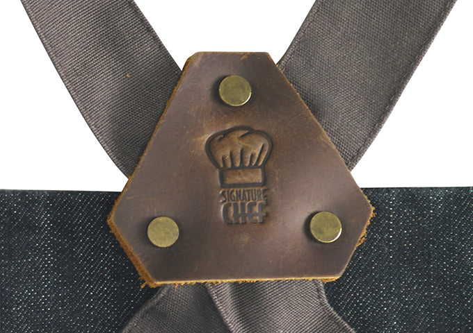 Winco Signature Chef Heavyweight Denim Bib Apron with Cross Back Strap - Professional Kitchen Apron for Cooking, Grilling & Baking - Durable Workwear for Chefs, BBQ & Restaurant Staff