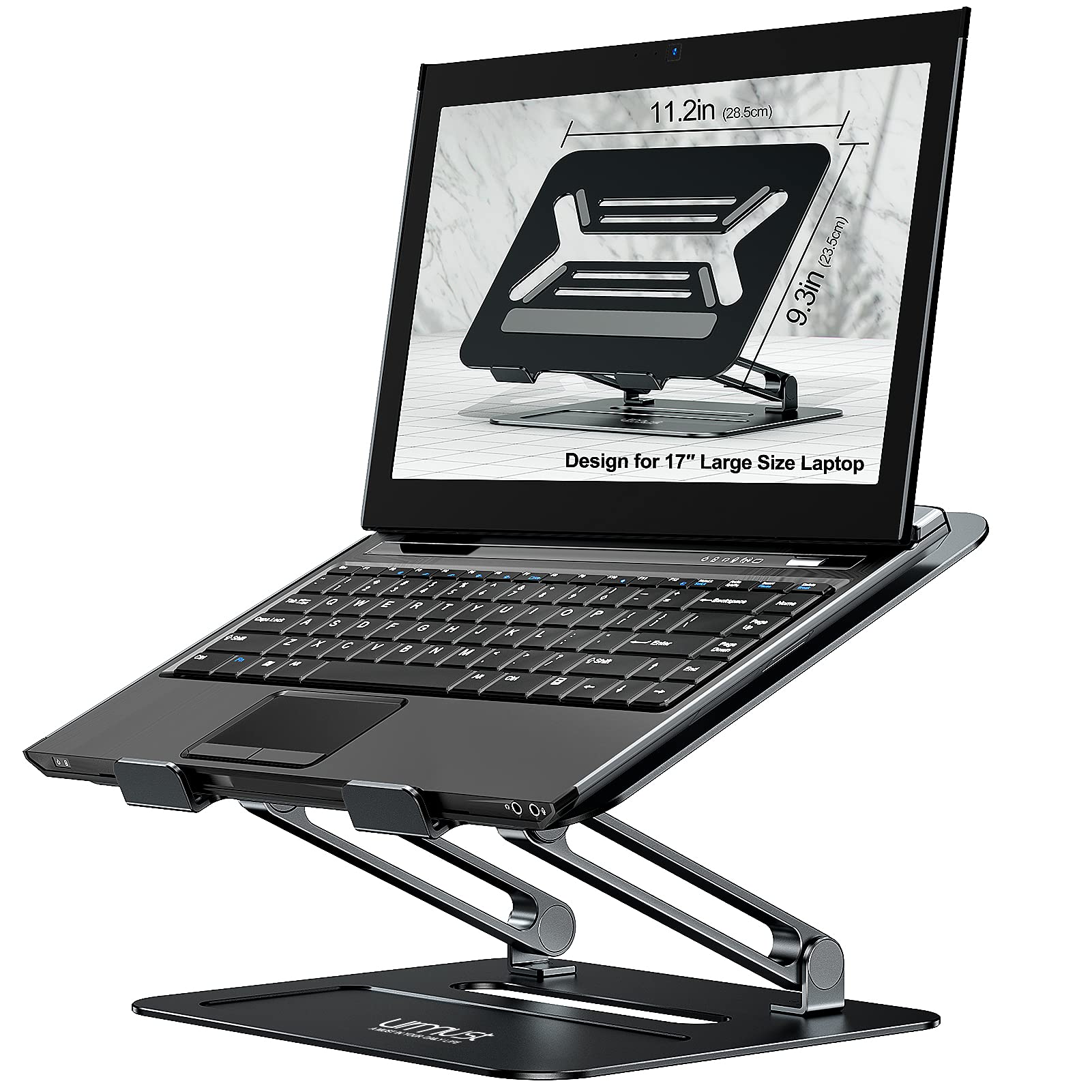 Urmust Adjustable Aluminum Laptop Stand for Desk - Ergonomic Computer Riser Holder for MacBook Air/Pro, Ultrabooks & All 11-17 Inch Laptops (Black) | Perfect for Home Office, Gaming & Workspace Setup