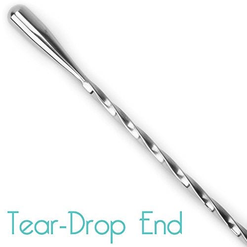 Stainless Steel Cocktail Mixing Spoon - 19.5 Inch Long Handle Bar Spoon for Professional Bartenders & Home Mixologists - Perfect for Crafting Martinis, Mojitos & Cocktails at Home Bars & Parties