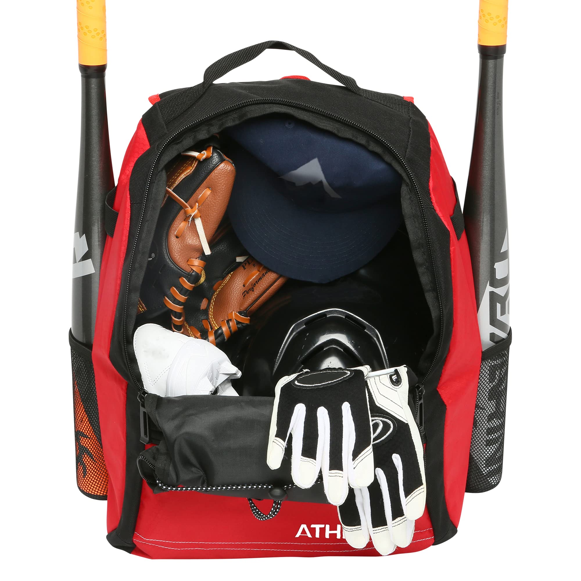 Athletico Youth Baseball Backpack - Durable Bat Bag for Baseball, T-Ball & Softball Equipment | Holds Bat, Helmet, Glove & Cleats | Fence Hook & Padded Straps | Perfect for Little League Games & Practice Sessions