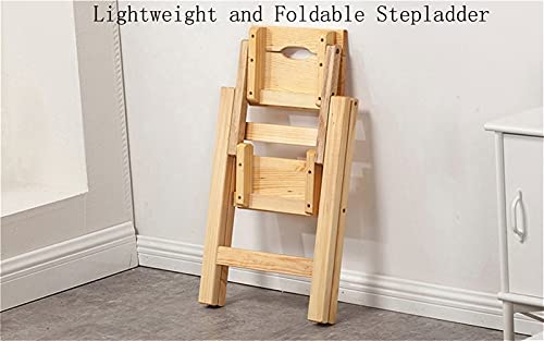 Multifunctional Folding Wooden Step Stool - Creative Home Stool for Kitchen, Bathroom & Office Use (Wood Color, Size TW)