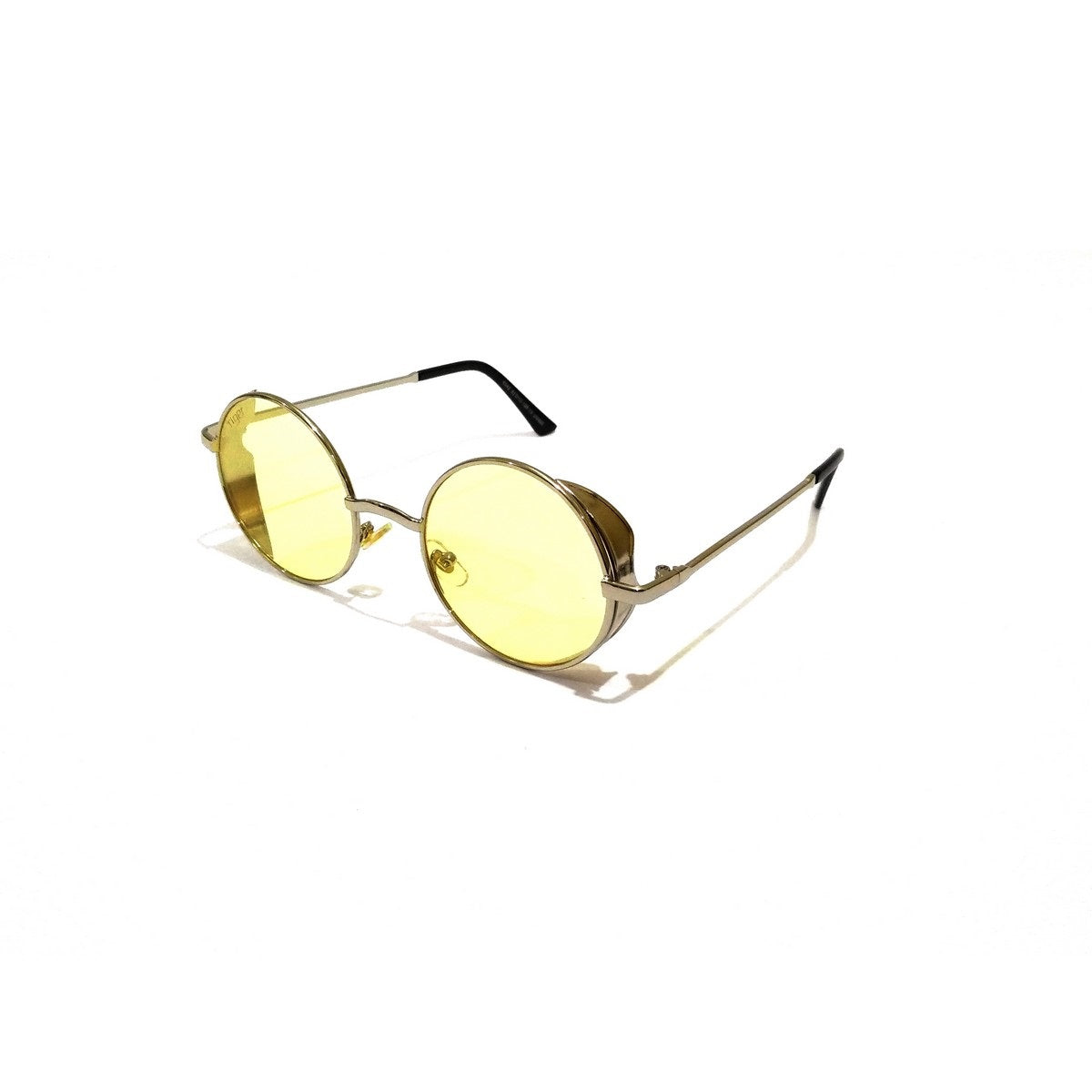 Silver Round Sunglasses with Yellow Lens - UV Protection Fashion Shades for Women & Men - Perfect for Beach, Driving, and Outdoor Activities
