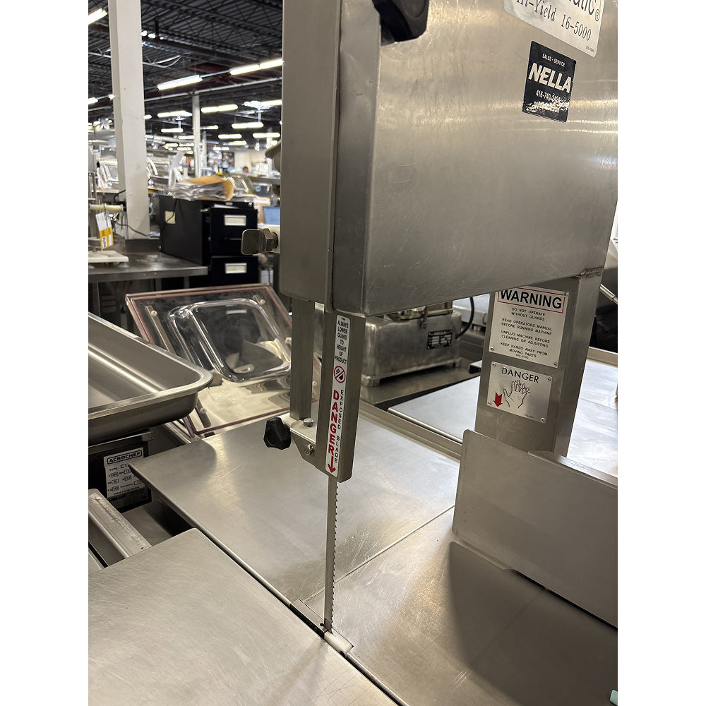 Used Hollymatic Hi Yield 16 5000 3 HP Commercial Meat Saw with 126 Blade - Perfect for Butcher Shops, Delis & Meat Processing Businesses