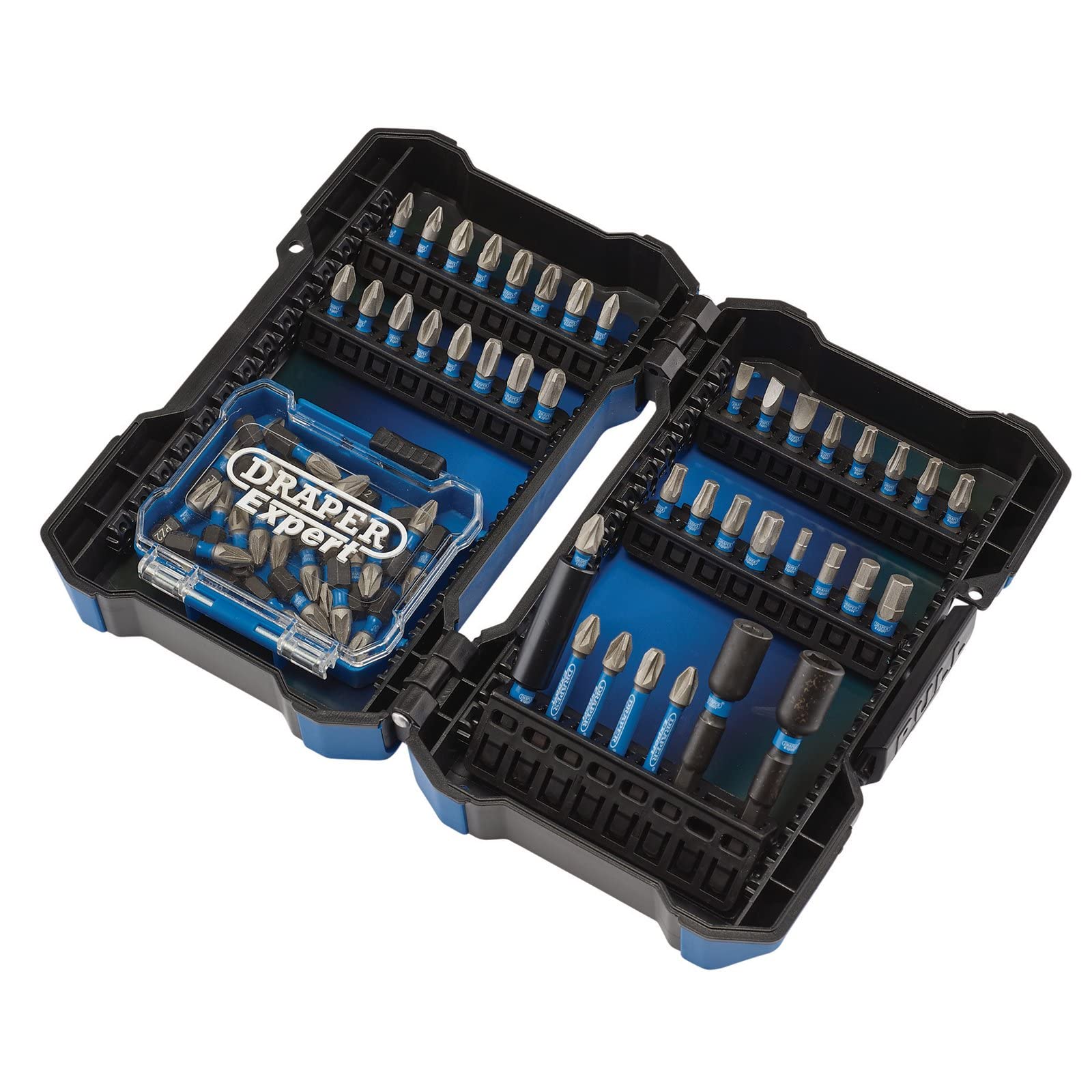 Draper 04932 65-Piece Impact Rated Screwdriver Bit Set - Blue & Black - Professional Screwdriver Bits for Power Drills, DIY Projects & Home Repairs