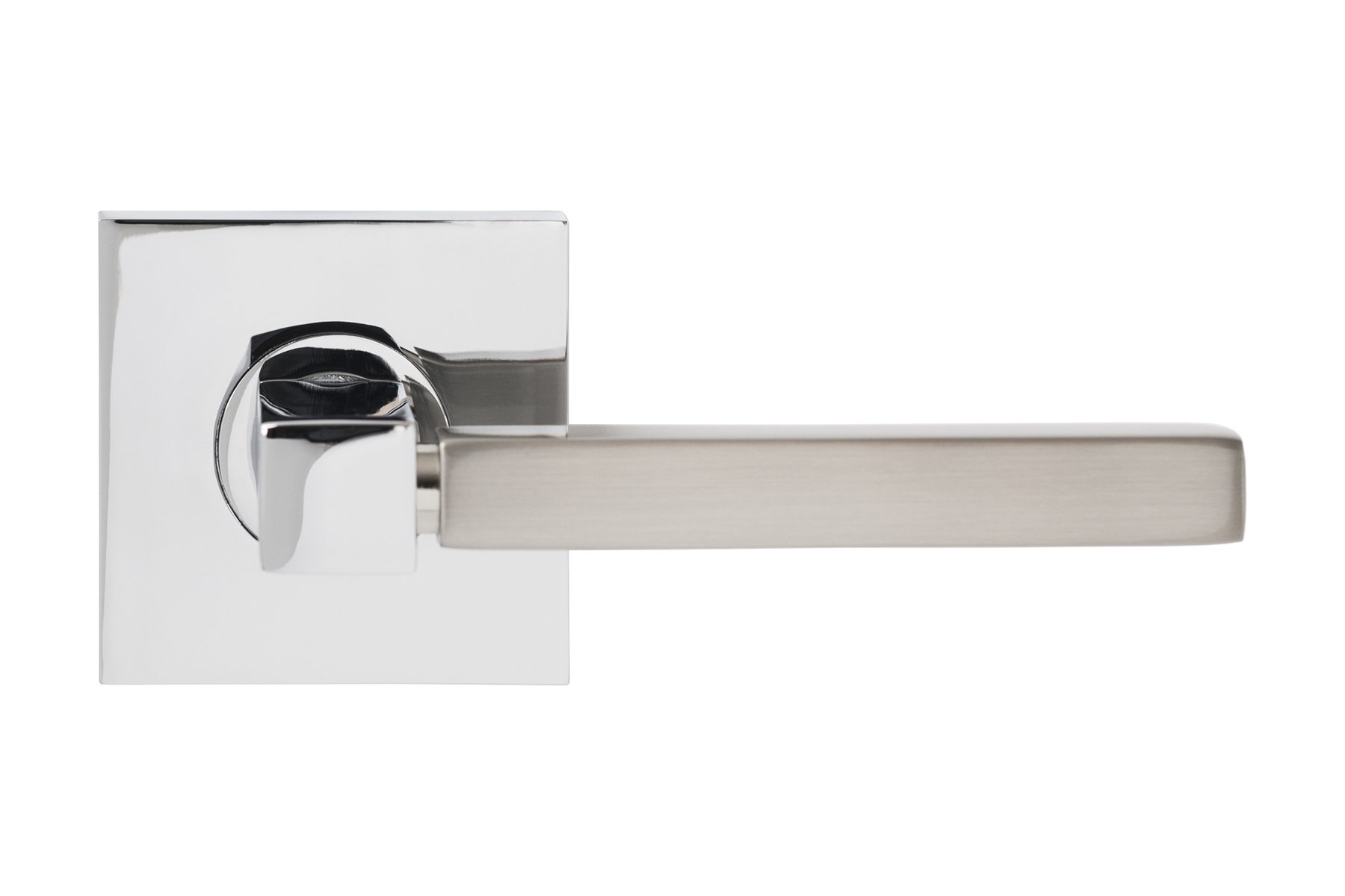 Texel Modern Two Tone Interior Door Lever - Chrome & Satin Nickel Finish - Passage, Privacy & Dummy Function - Perfect for Closet, Hallway & Bedroom Doors