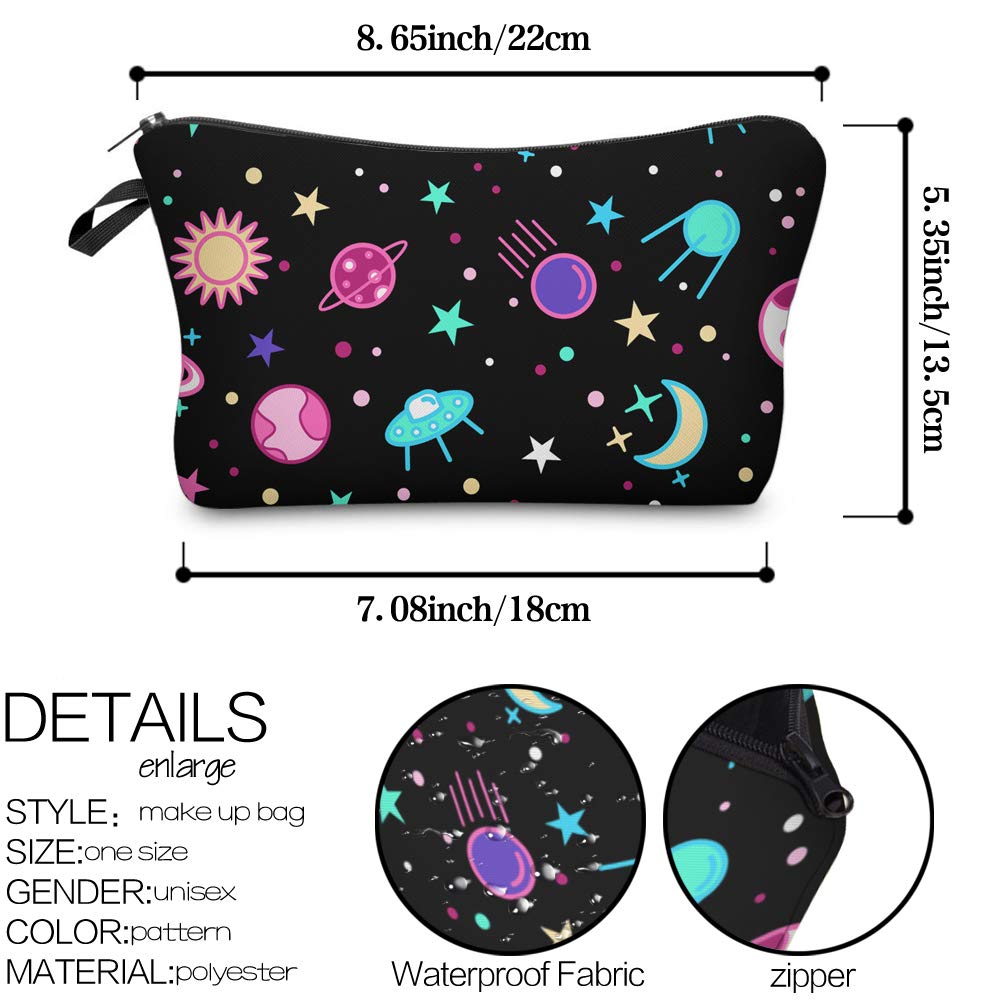 ASCHAR Adorable Waterproof Cosmetic Bag for Women - Roomy Travel Makeup Organizer, Toiletry Pouch, Cute Gift Idea (Galaxy 51469) | Perfect for Travel, Gym, Daily Use & Beauty Storage