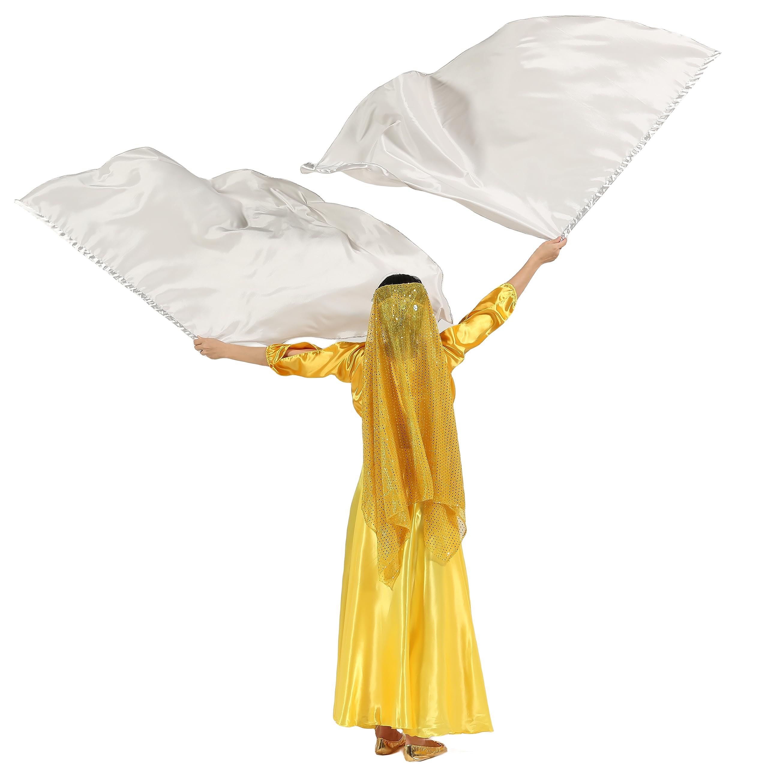 MUNAFIE Silver Worship Flags - Elliptic Dance Praise Flags for Church, Banderas de Danza for Spiritual Worship, Prayer & Revival Events