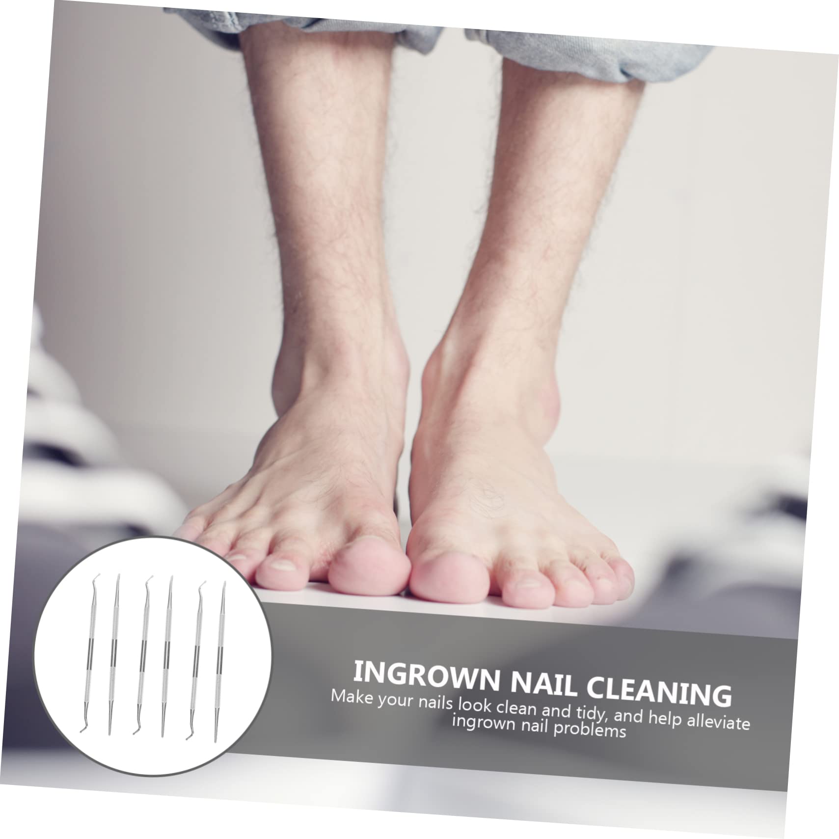 Ergonomic Nail Cleaning Tools 6pcs - Ingrown Nail Care for Salon & Home Use