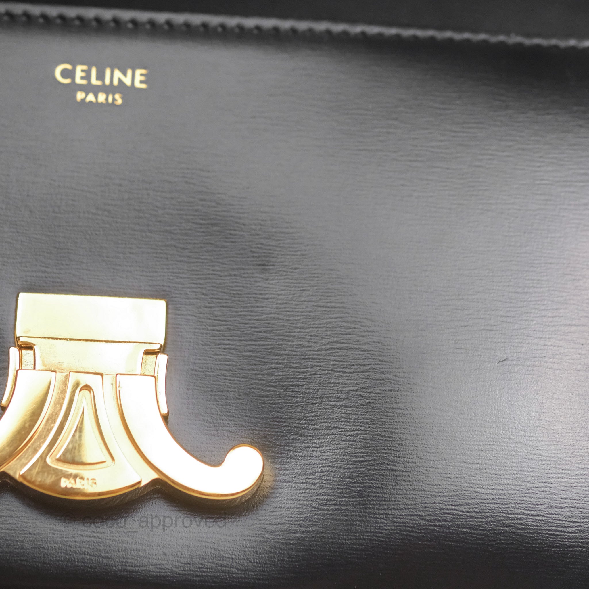 Celine Triomphe Shoulder Bag in Black Calfskin Leather - Luxury Designer Handbag for Women, Perfect for Work, Travel & Evening Events