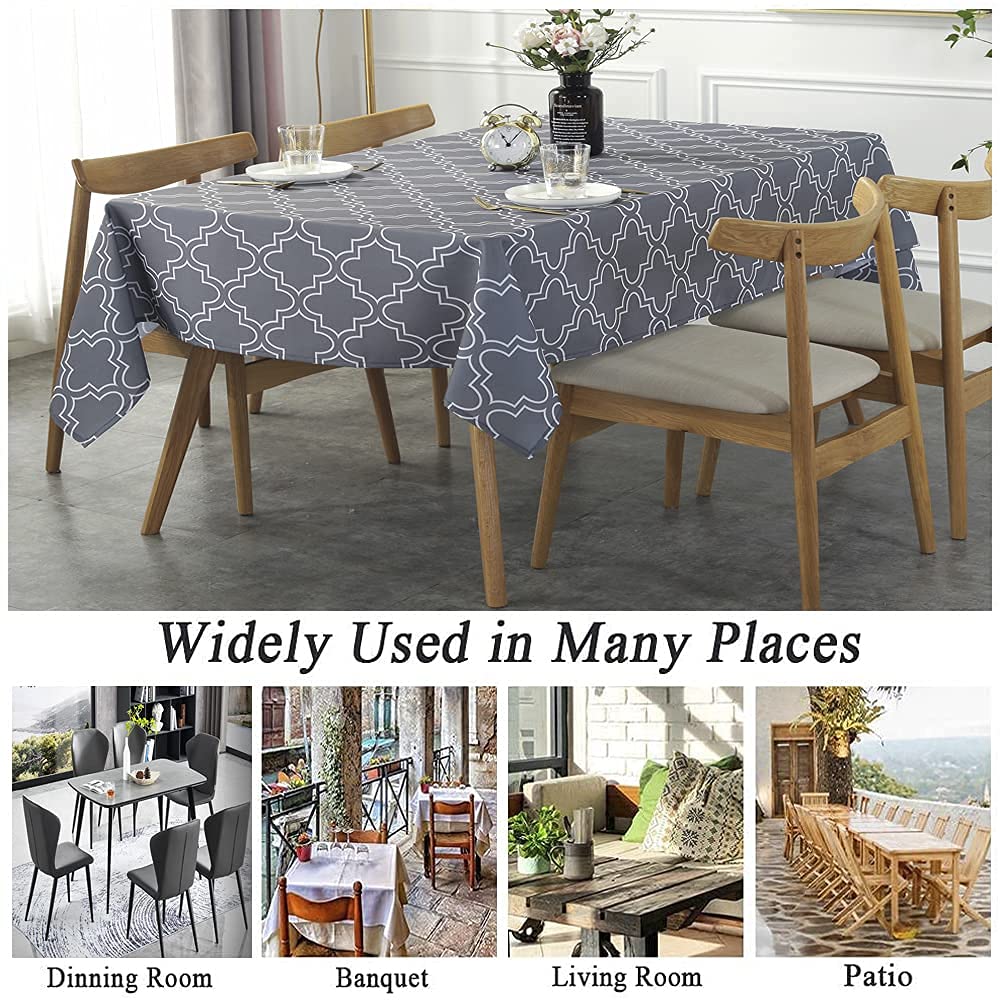 UFRIDAY Gray Square Tablecloth 52x52 Inch Waterproof - Spill Proof Fabric for Living Room Coffee Table