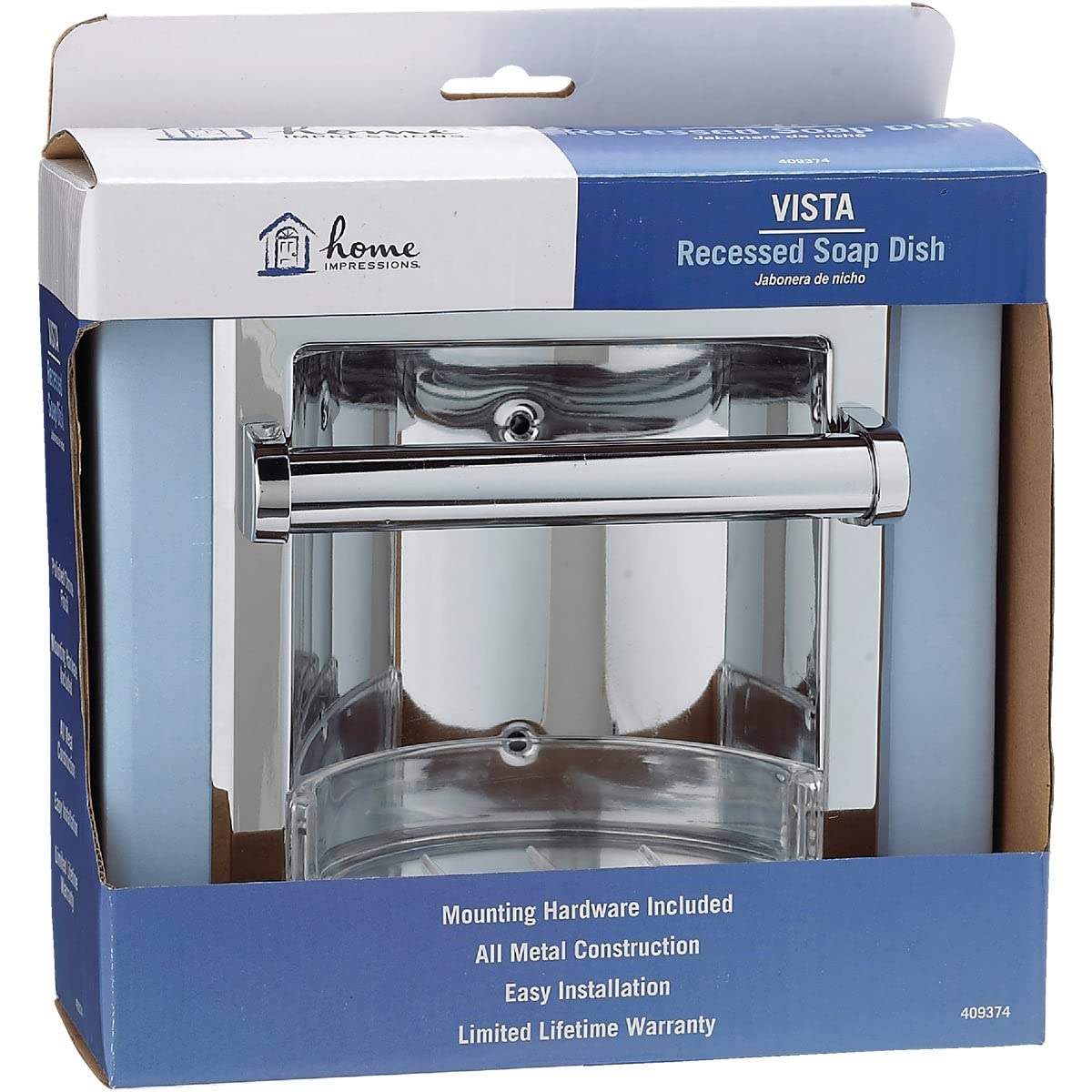 Home Impressions Vista Recessed Soap Dish & Toilet Paper Holder Set - Bathroom Wall Mount Organizer for Soap & Tissue - Perfect for Modern Bathrooms, Showers, and Powder Rooms