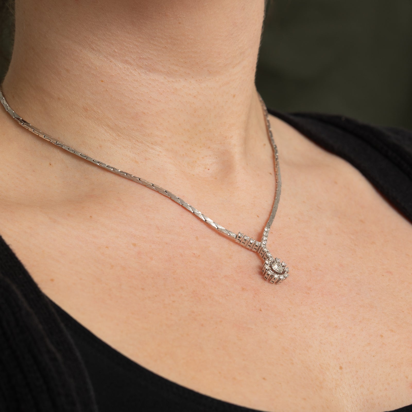 1.28ctw Diamond Halo Pendant Necklace - 16.5