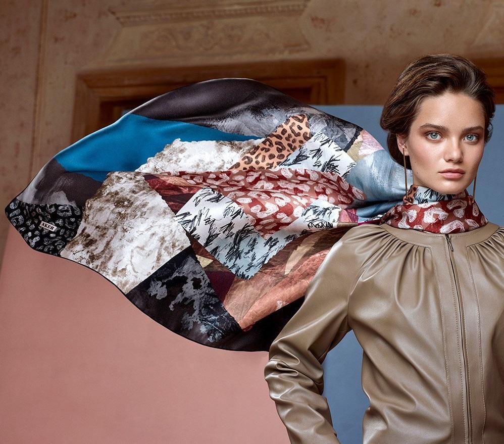 Aker Modern Canvas Silk Scarf - Lightweight Fashion Accessory for Women, Elegant Neck Wrap for Office, Party & Travel