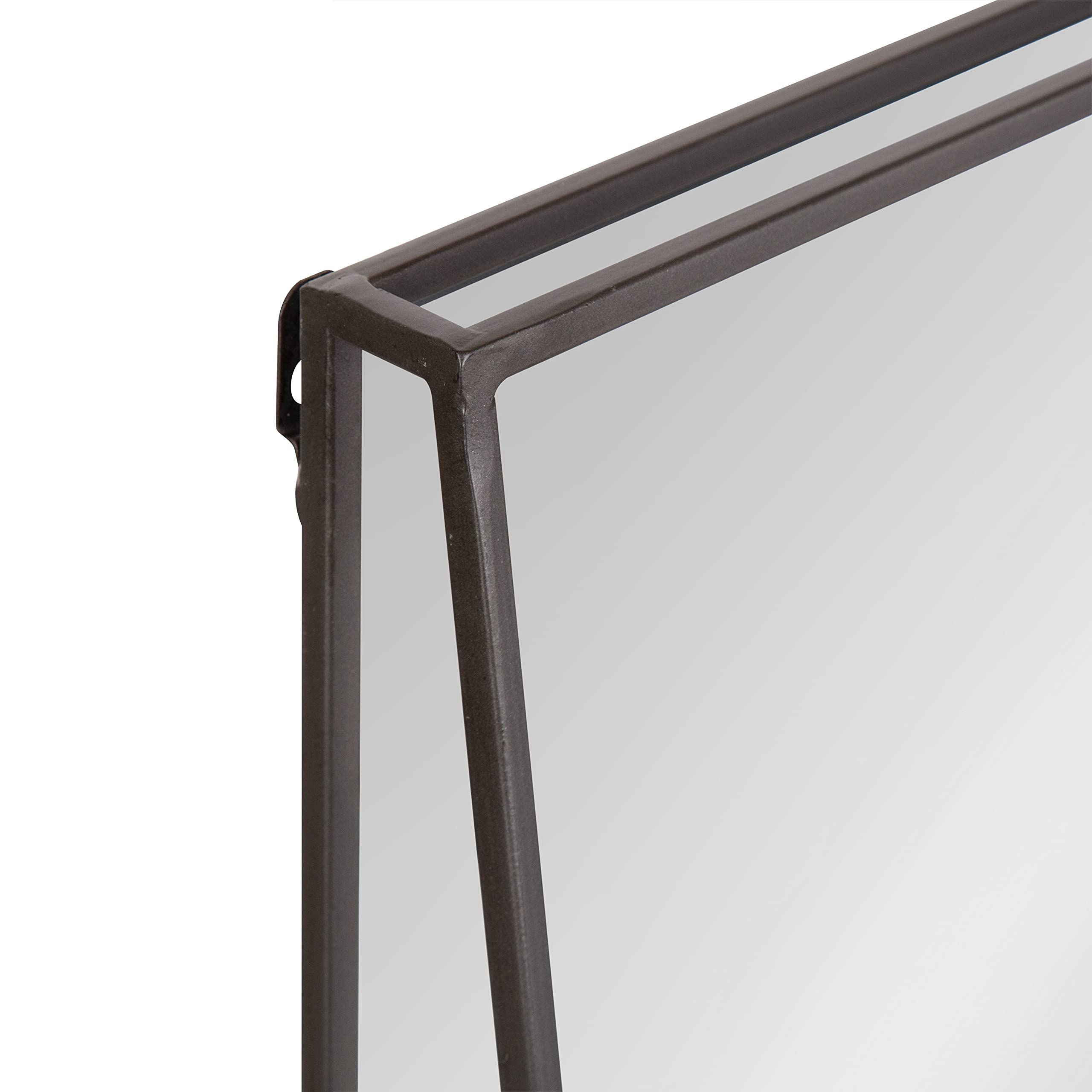 Kate and Laurel Lintz Modern Wall Mirror with Shelf - 18x24 Inches Charcoal Frame - Decorative Transitional Mirror with Storage | Perfect for Entryway, Living Room & Bedroom Decor