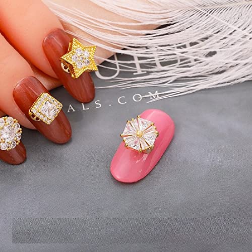 2Pcs Rotatable Nail Art Zircon Transfer Beads - DIY Pearlescent Alloy Nail Accessories for Professional Nail Design (W12-349) | Perfect for Salon, Home Manicure & Nail Art Enthusiasts