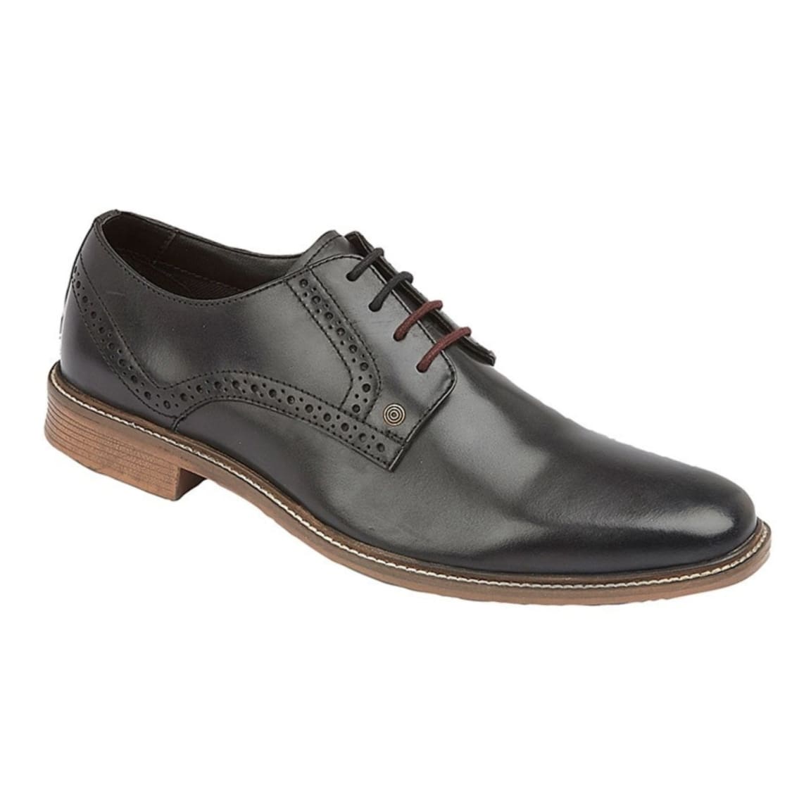 Lambretta Harvey Derby Men's Black Leather Dress Shoes - Classic Formal & Business Casual Footwear for Office, Wedding & Special Occasions