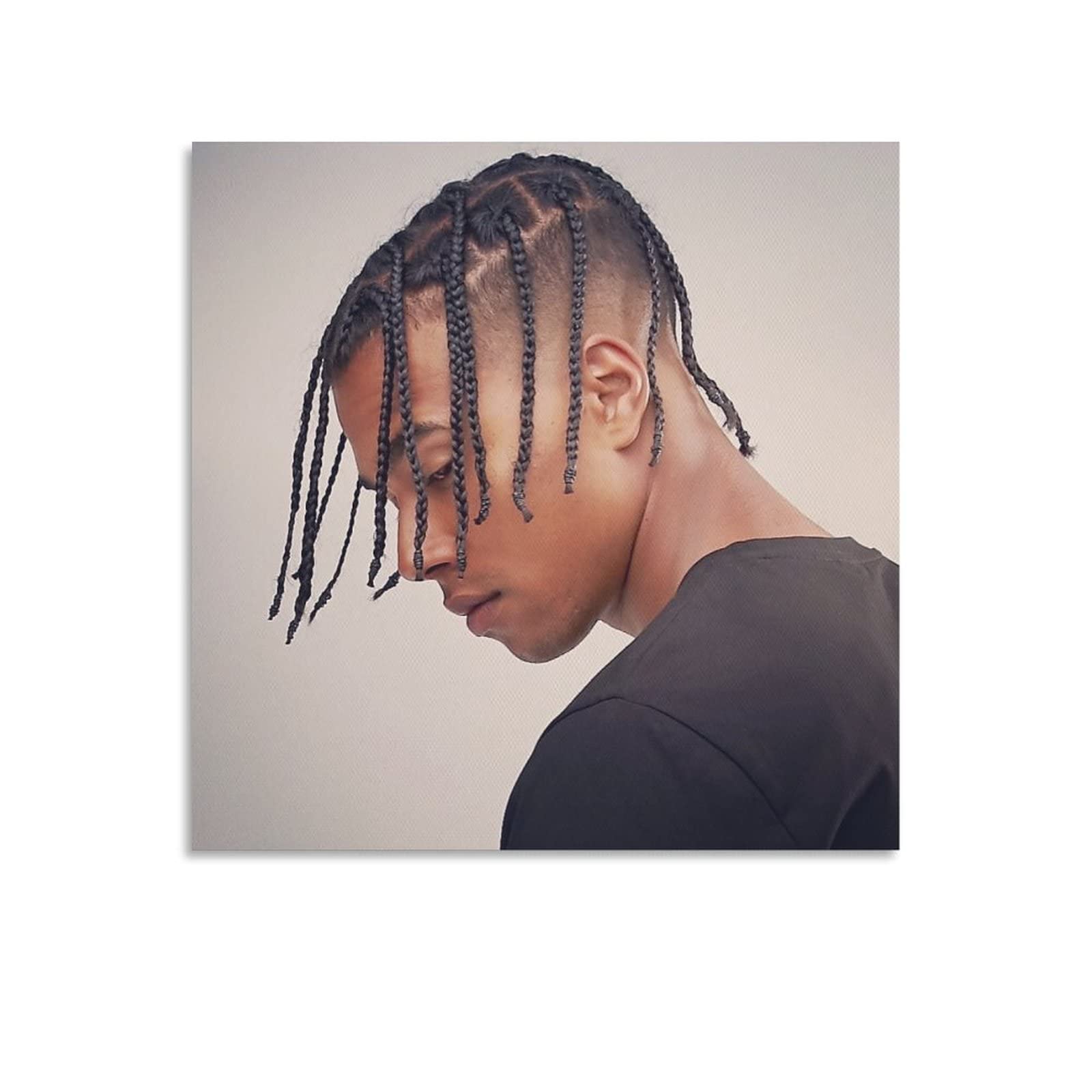 African American Men Braided Hairstyles Canvas Wall Art - 12x12 Inch (30x30cm) Modern Home Decor for Living Room, Bedroom & Office - Handmade Canvas Painting Poster for Black Culture Enthusiasts