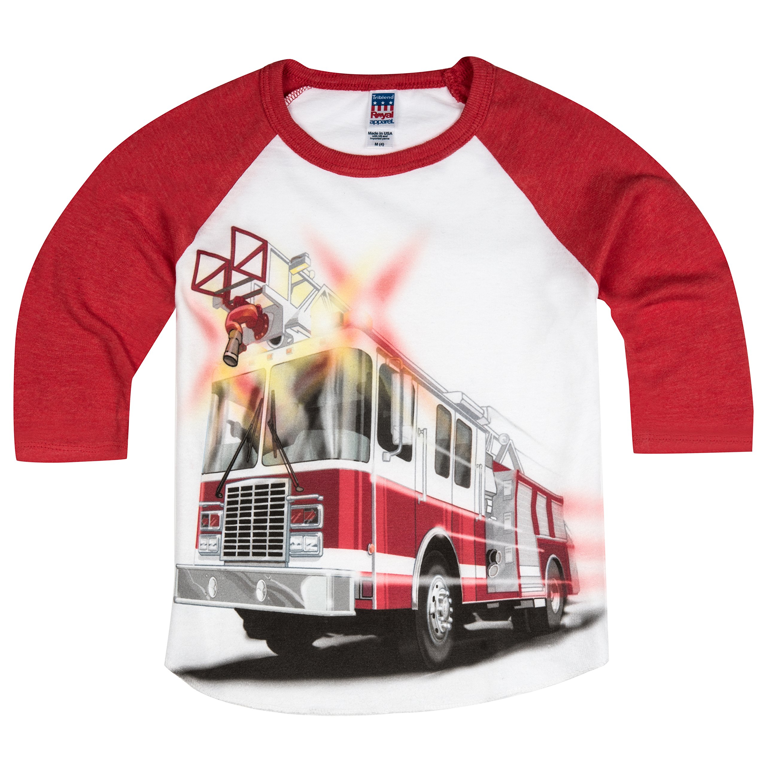 Little Boys' Big Red Fire Truck Raglan T-Shirt - Playtime Adventures & Casual Everyday Wear