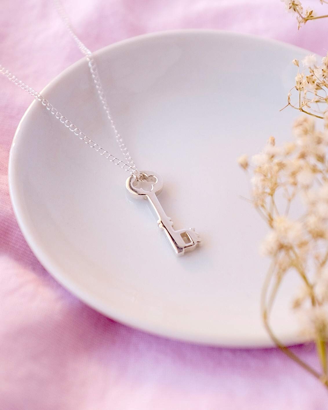 Sterling Silver Key Necklace - 18