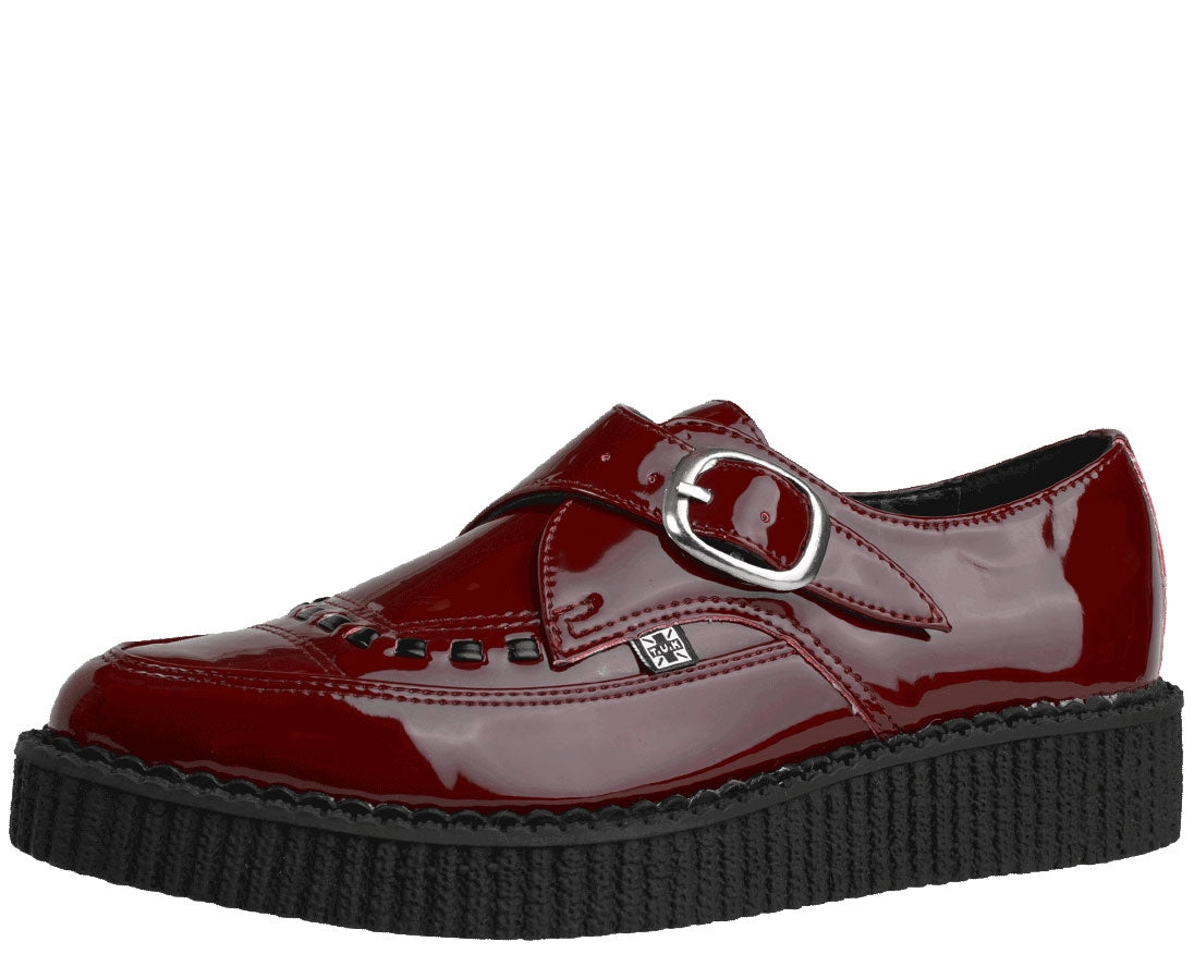 T.U.K Burg Patent Leather Monk Strap Pointed Toe Creeper Shoes for Men & Women - Gothic Punk Rock Fashion for Concerts & Night Out