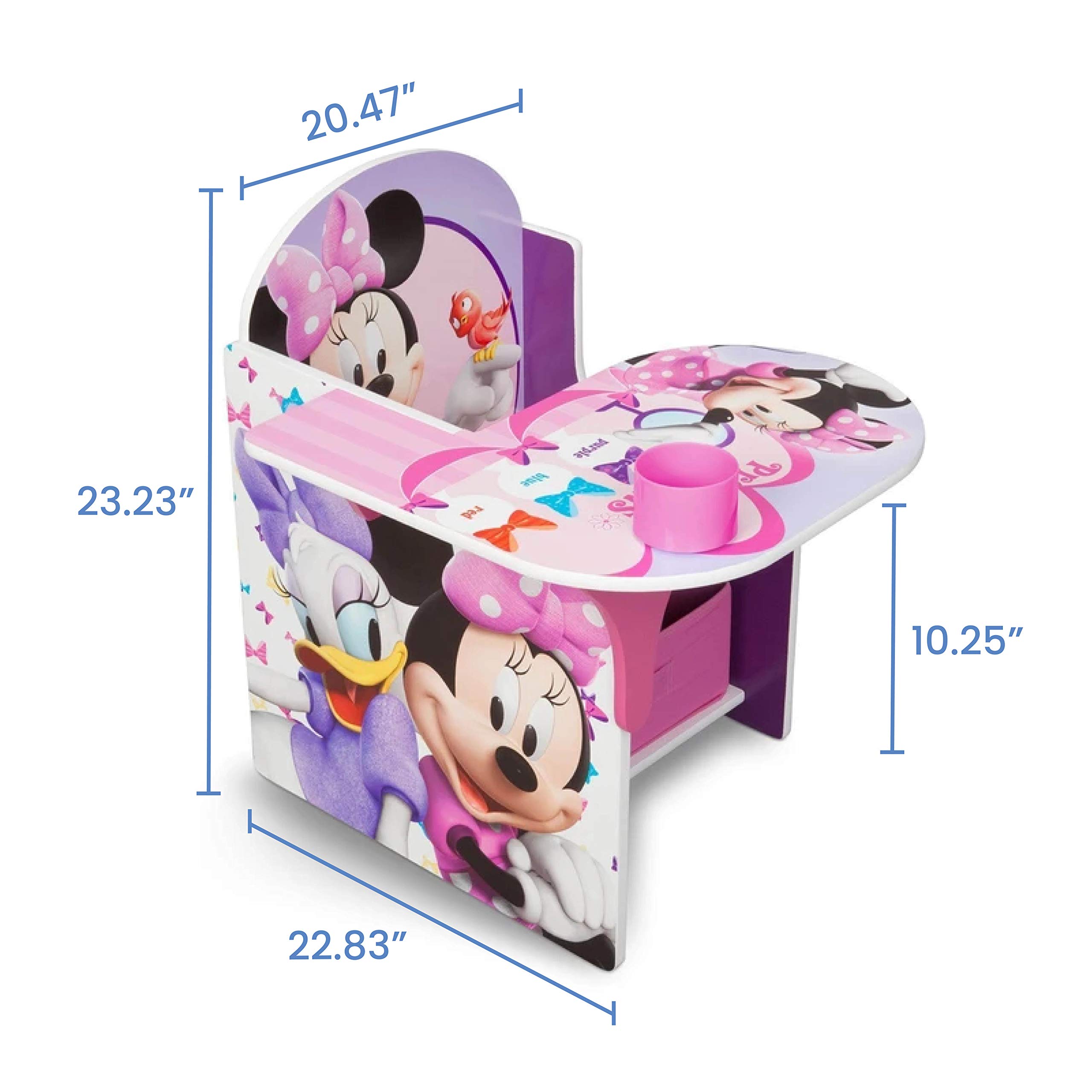 Delta Children Disney Minnie Mouse Chair Desk with Storage Bin - Kids Study Table, Playroom Furniture for Toddlers & Preschoolers - Perfect for Homework, Arts & Crafts, and Bedroom Organization