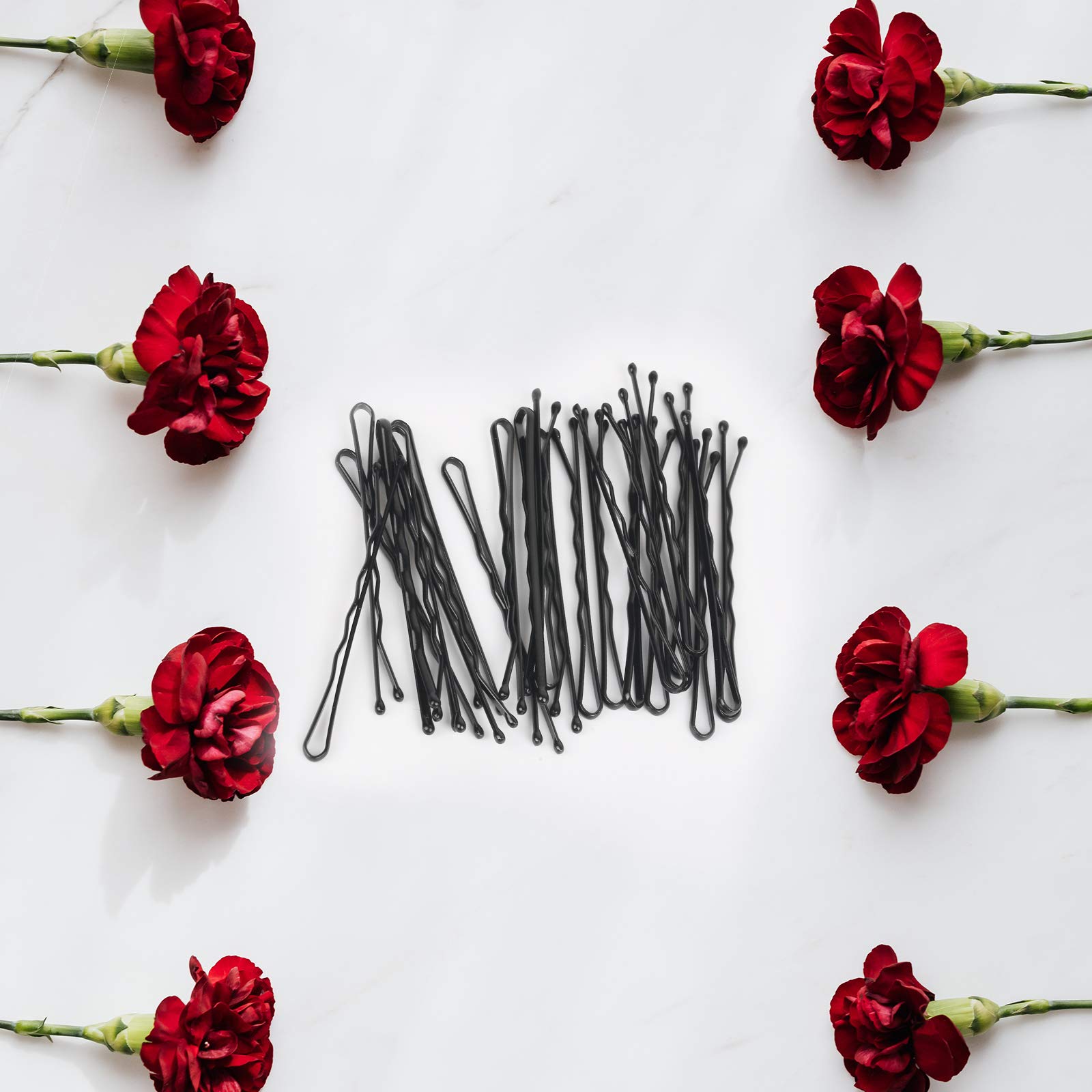 100 Pcs Black Bobby Pins - Strong Metal Hair Pins for Women & Girls - Hair Styling Waved Grips, Bob Pins, Bun Hair Clips - Perfect for Updos, Braids, Ponytails & Everyday Hairstyles