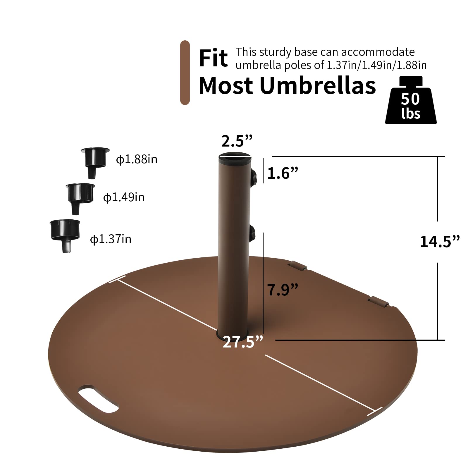 Tangkula 50LBS Heavy Duty Steel Umbrella Base with Wheels for Patio, Poolside & Garden