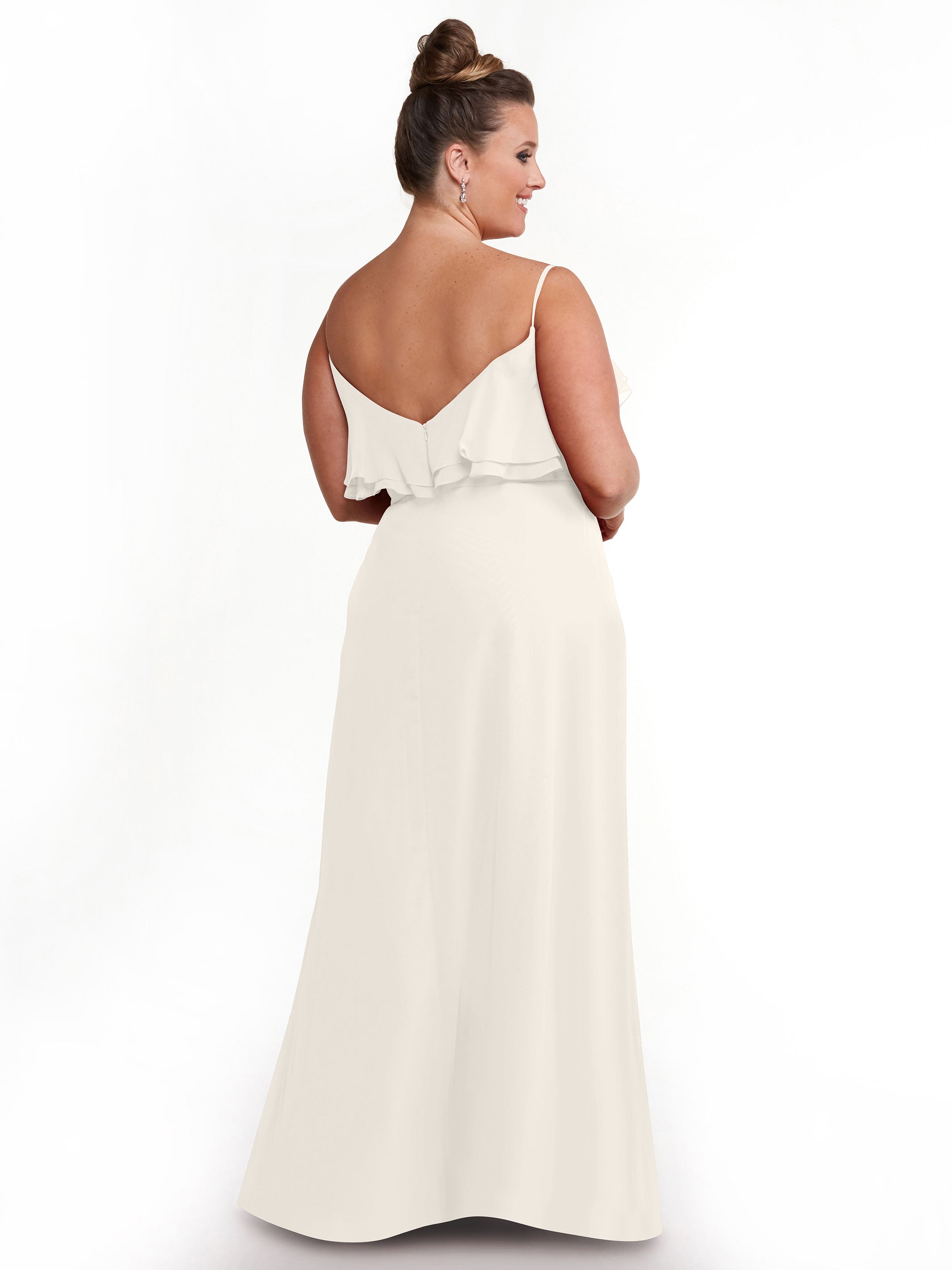 Elegant Ruffled Neckline Chiffon Bridesmaid Dress - Perfect for Weddings, Formal Events & Special Occasions