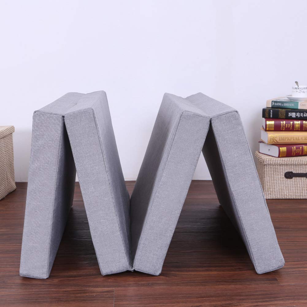 Tri-Fold Foam Folding Mattress - 3 Inch Thick Portable Sofa Bed Guest Bed with Non-Slip Bottom, Breathable Tatami Floor Mat for Camping, Travel & Home Use (Grey, 35